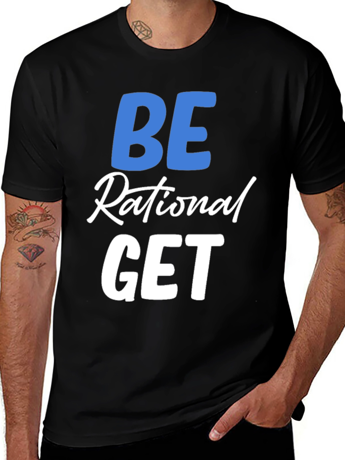 Variant 10 of Be Rational Get T-Shirt - Black Crew Neck Tee