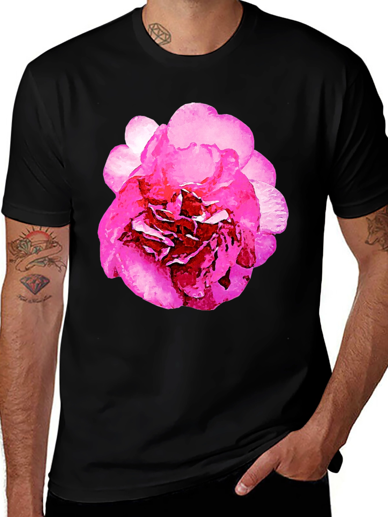 Variant 6 of Floral Print Black T-Shirt