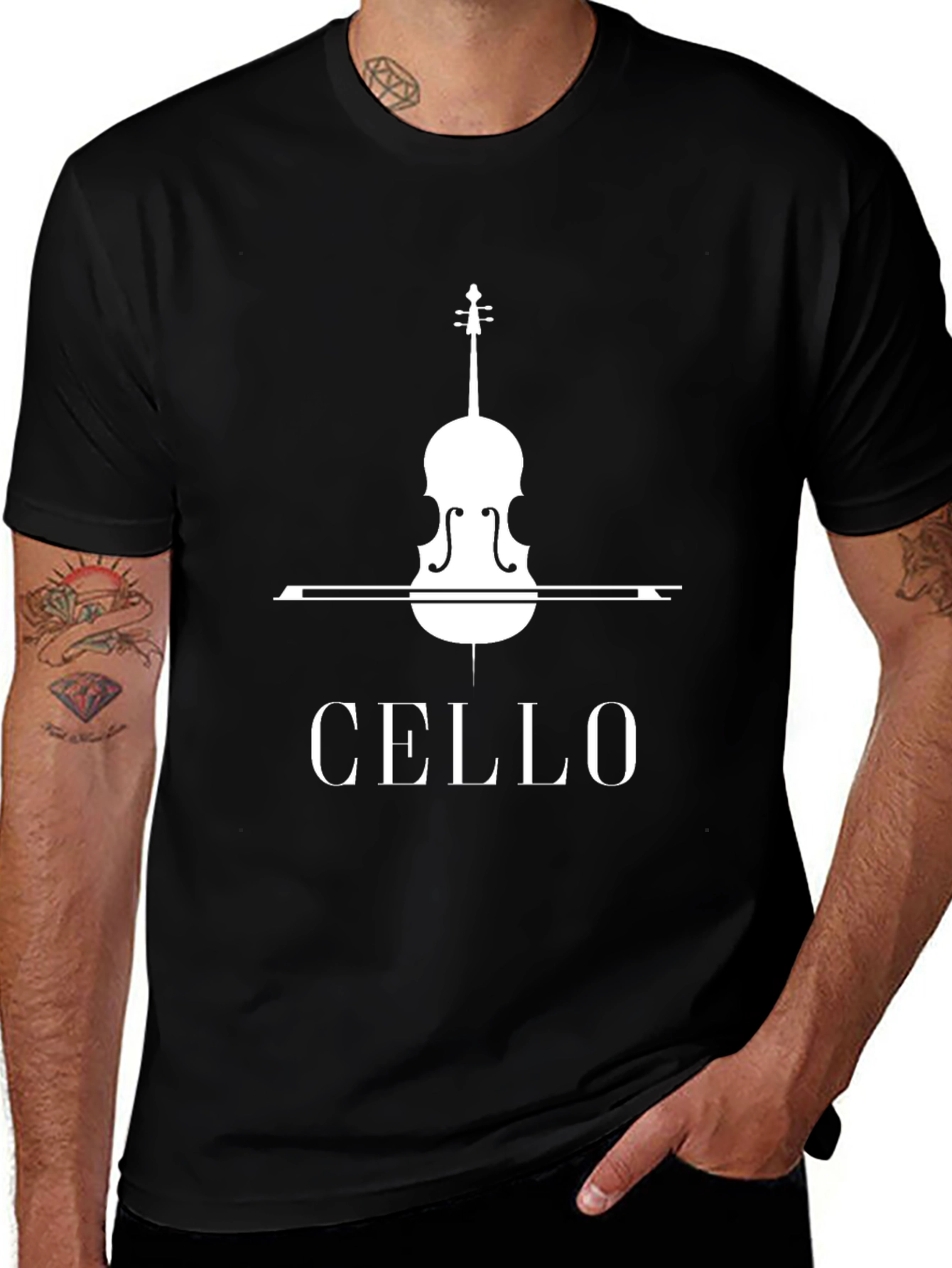 Variant 6 of Cello T-Shirt - Musician's Tee - Black Cotton