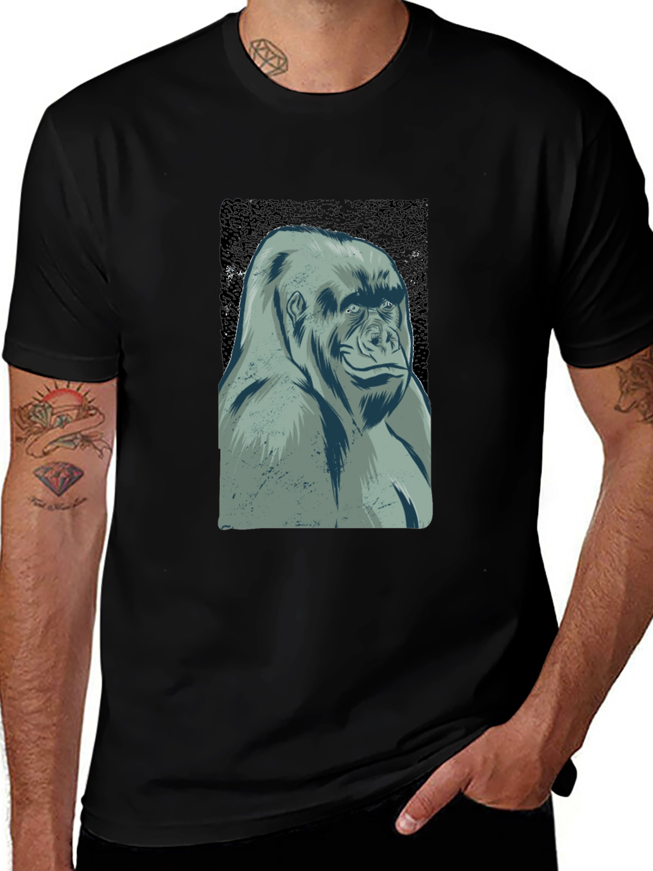 Variant 3 of Cool Gorilla Graphic Tee - Black Casual T-Shirt