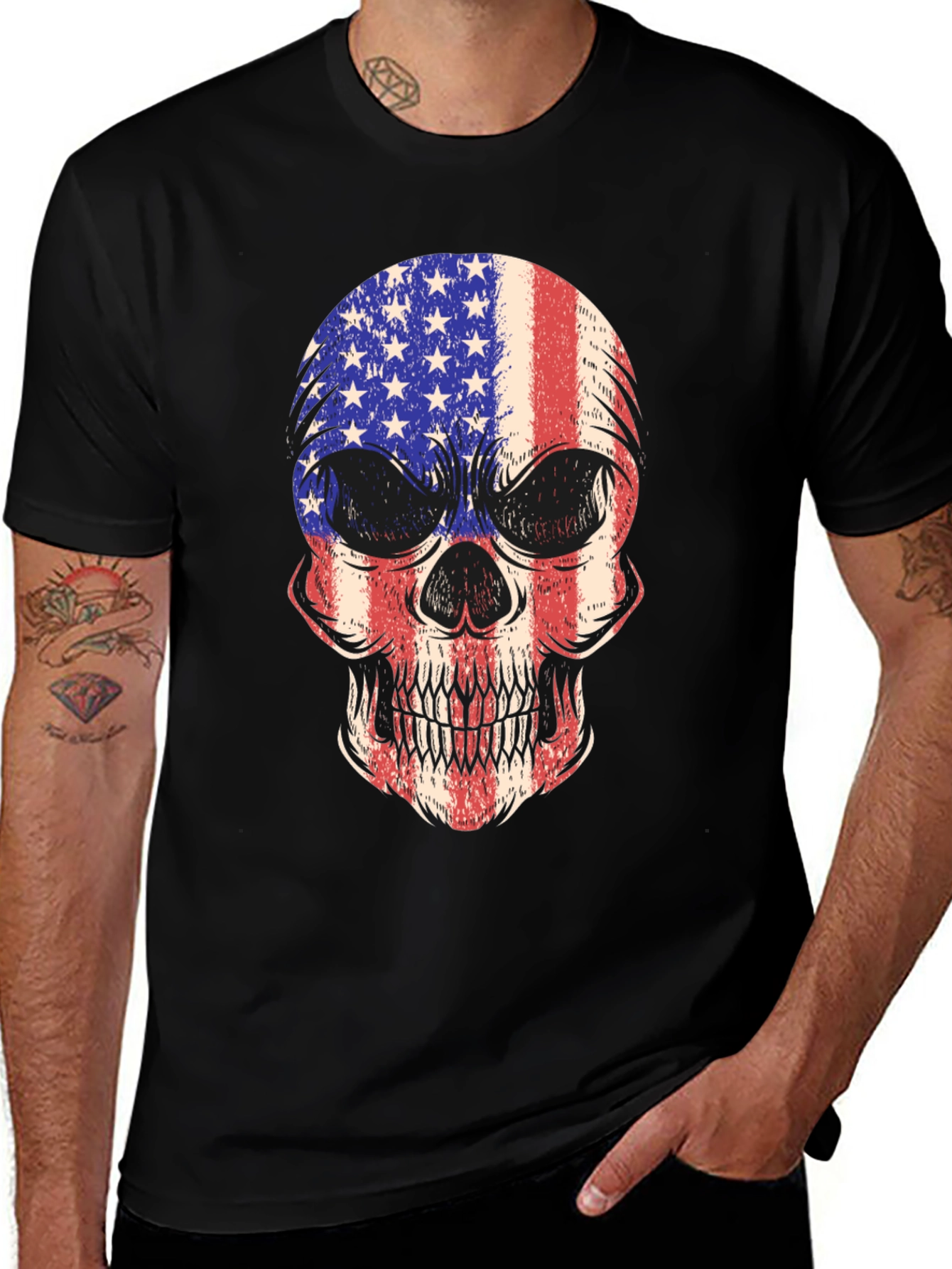 Variant 24 of American Flag Skull Graphic Tee