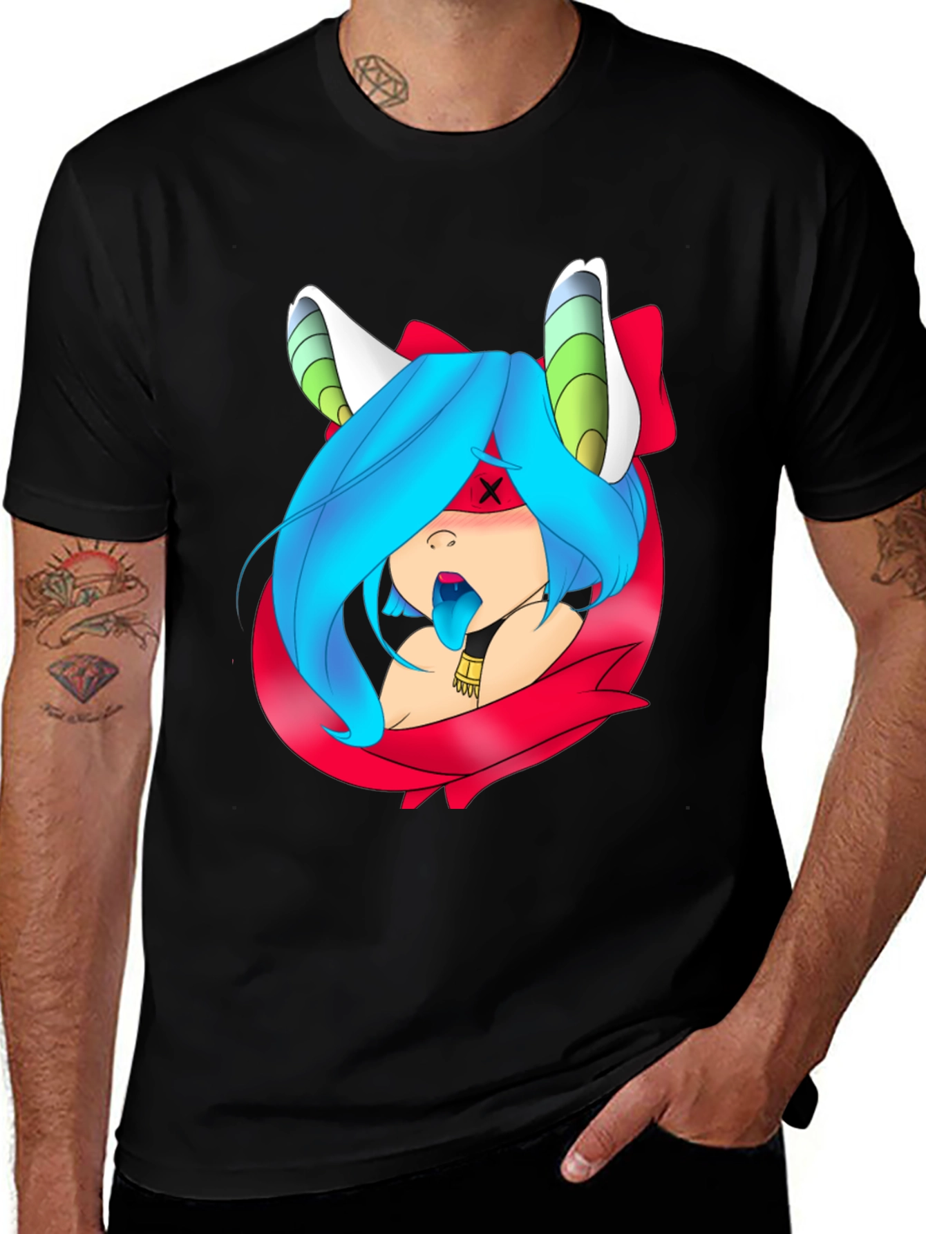 Variant 7 of Anime Girl Graphic Tee - Unique Design Black T-Shirt