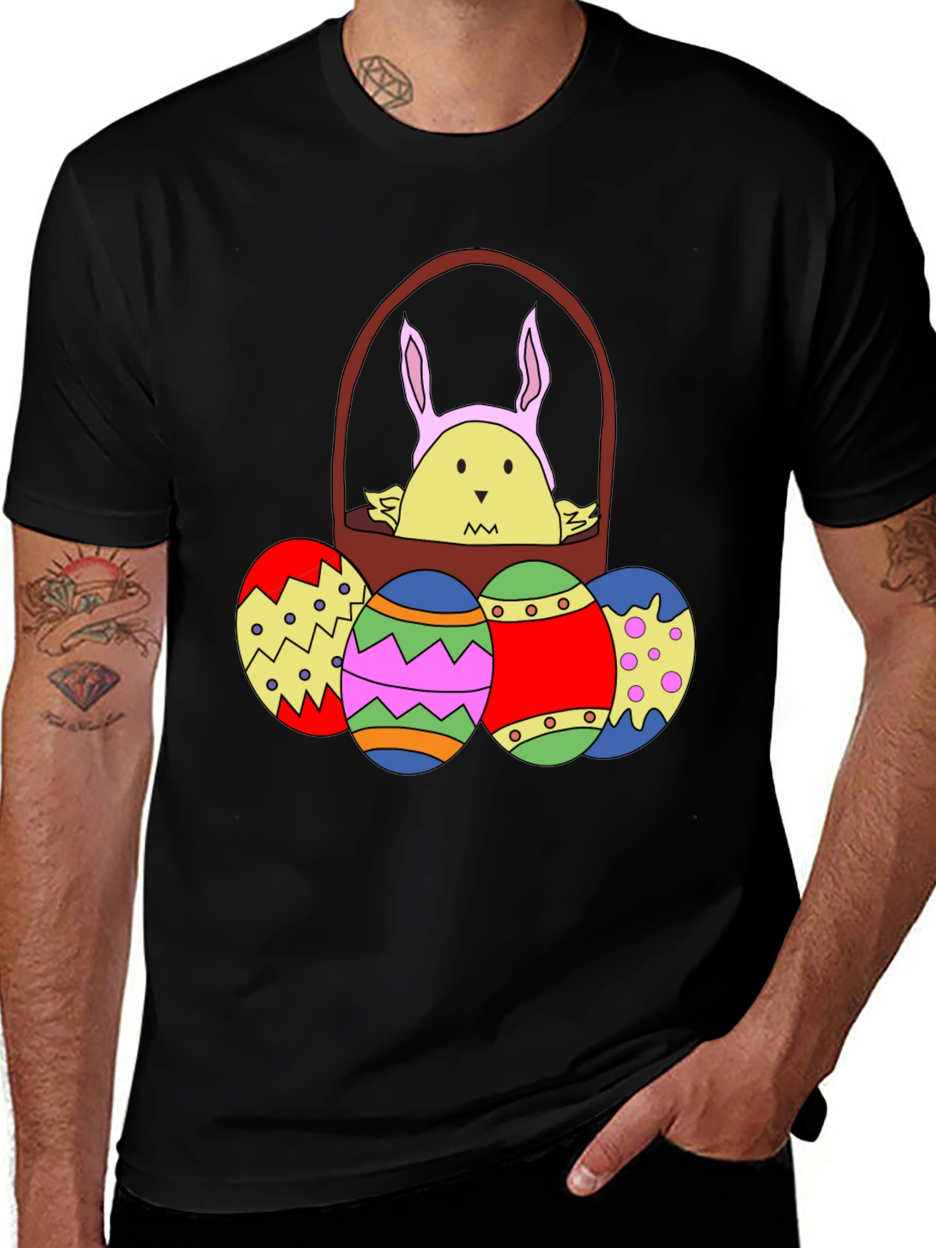 Easter Chick in Basket with Eggs T-Shirt