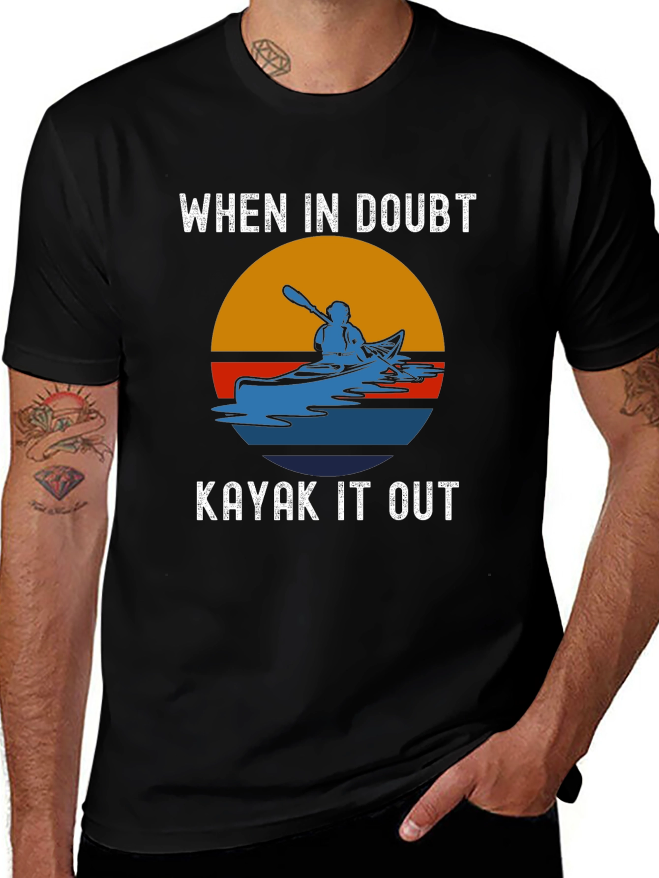 Variant 4 of Kayak It Out T-Shirt: Retro Sunset Design