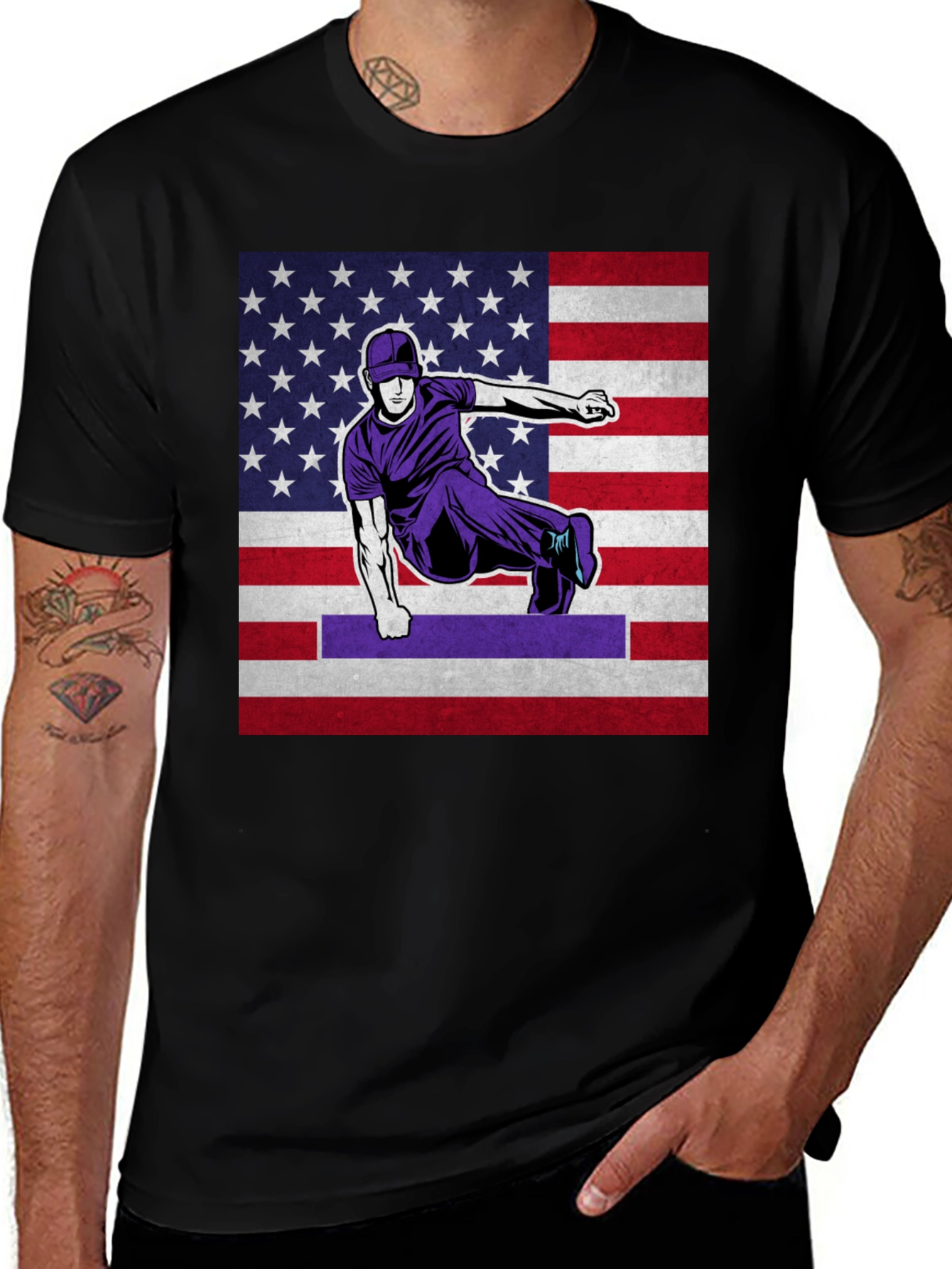 Variant 18 of Parkour American Flag Graphic T-Shirt