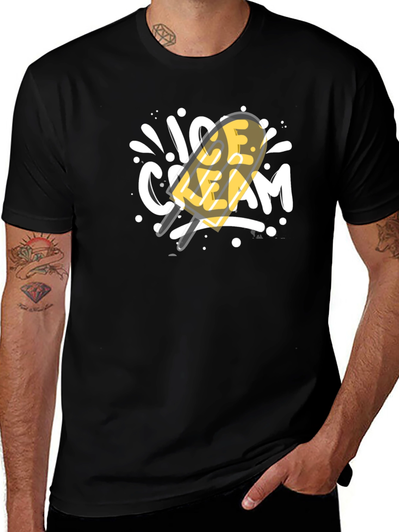 Variant 21 of Ice Cream Graphic Black T-Shirt