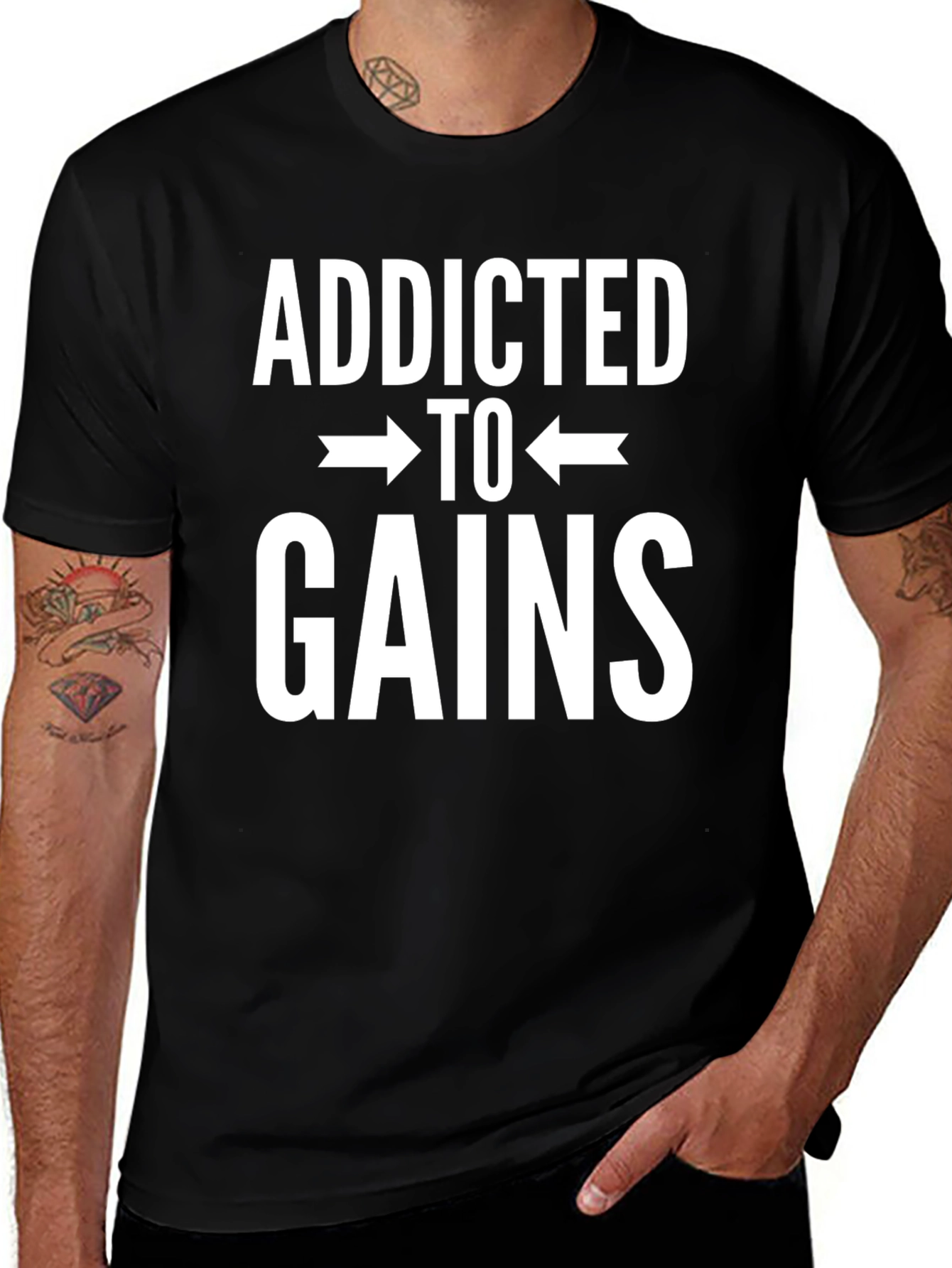 Variant 29 of Addicted to Gains Men's Black Graphic T-Shirt