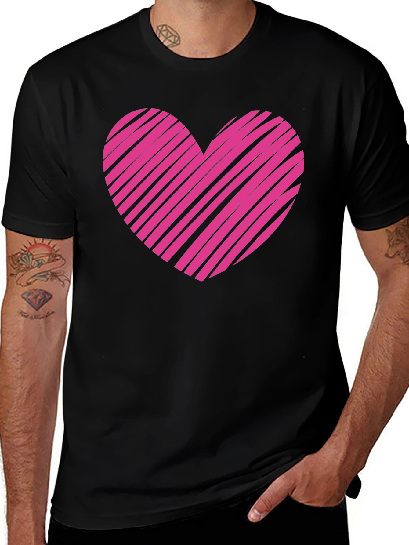 Variant 18 of Heart Graphic Men's Black T-Shirt