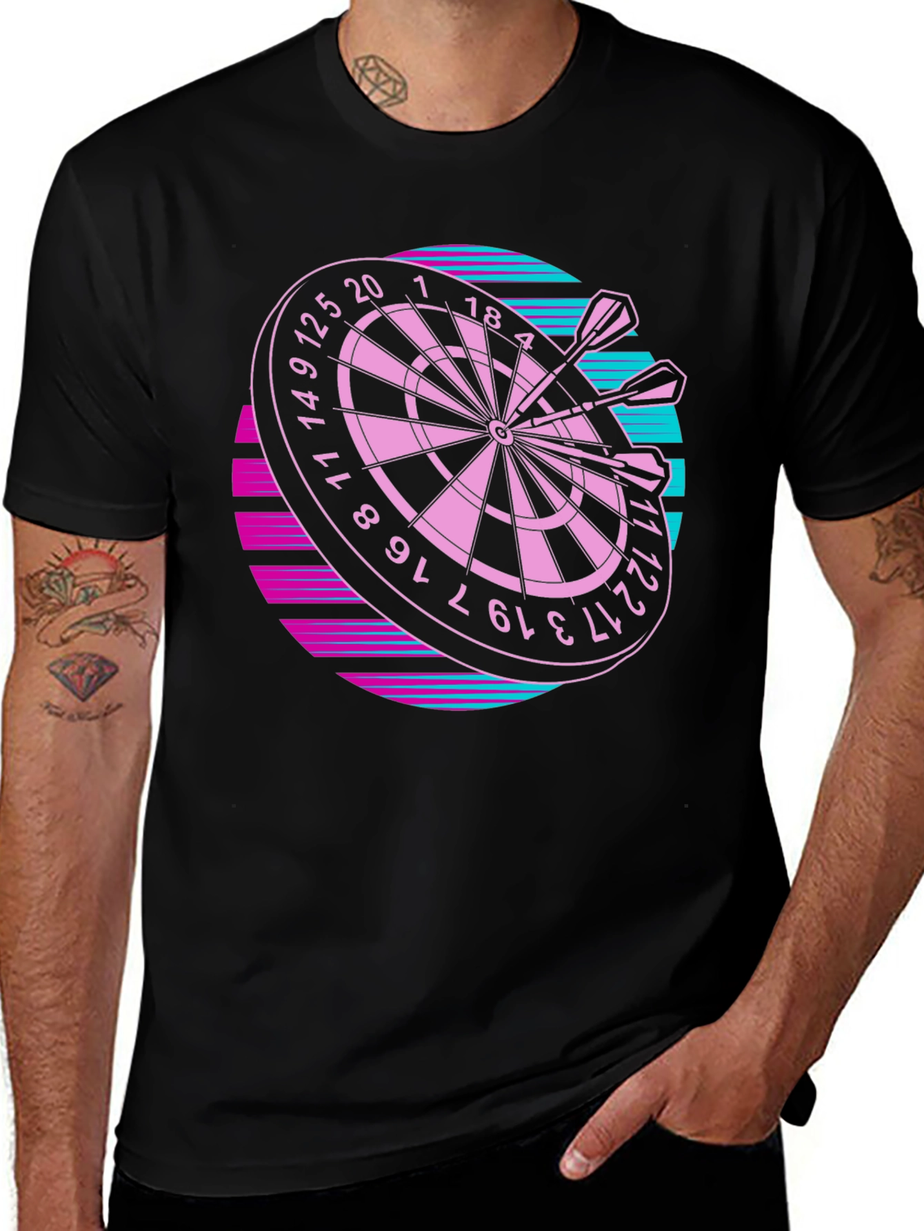 Variant 13 of Retro Dartboard Graphic Tee - Throwback Style