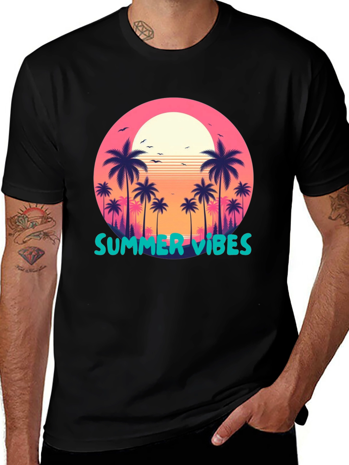 Variant 15 of Summer Vibes Palm Tree Graphic Tee