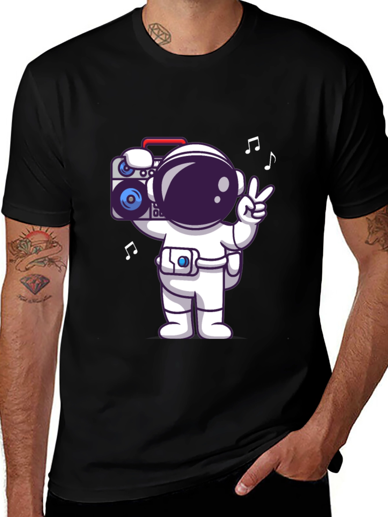 Variant 24 of Astronaut Boombox Graphic Tee - Black