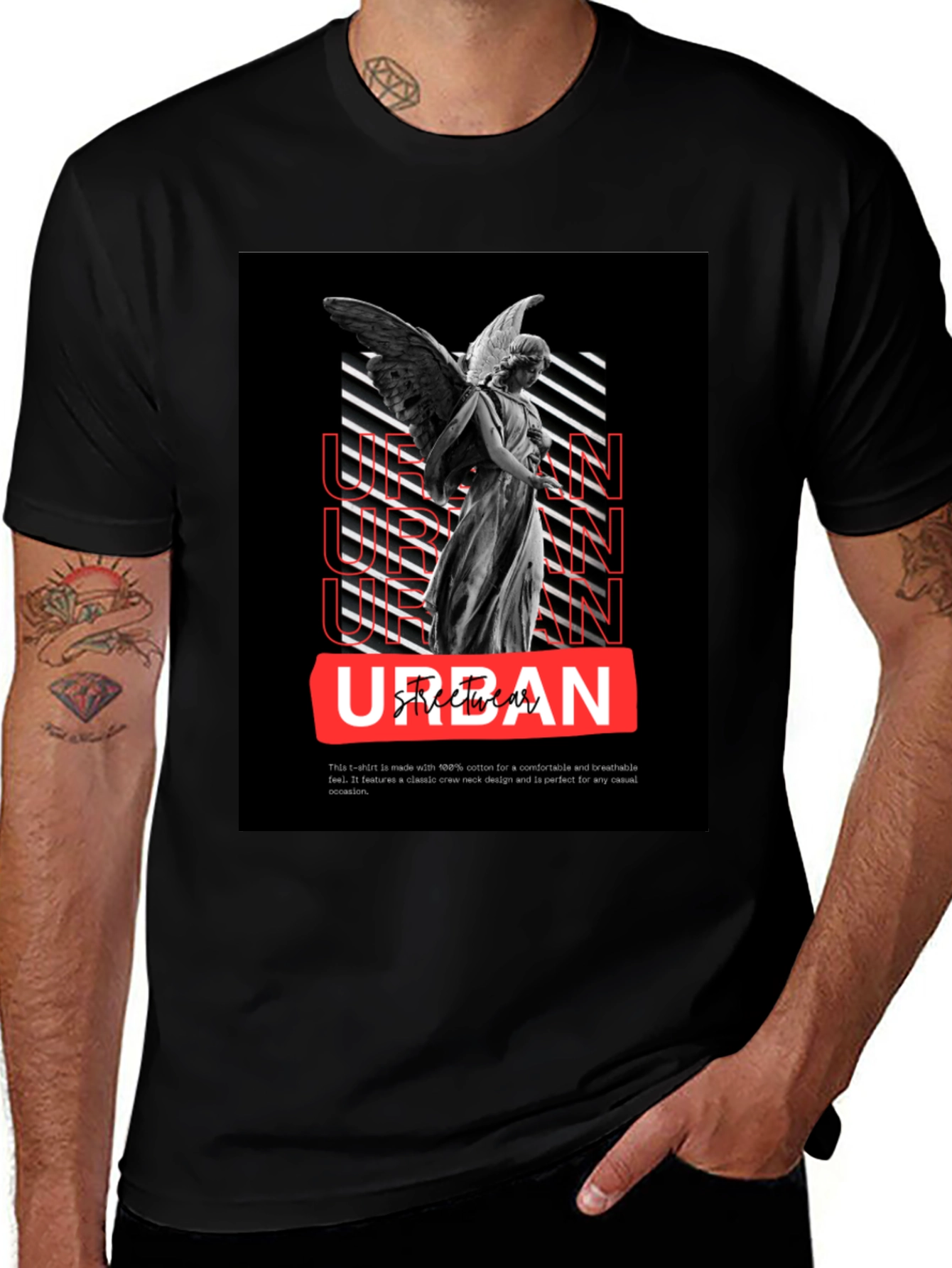 Variant 11 of Urban Angel Graphic Tee - Black Cotton Casual T-Shirt