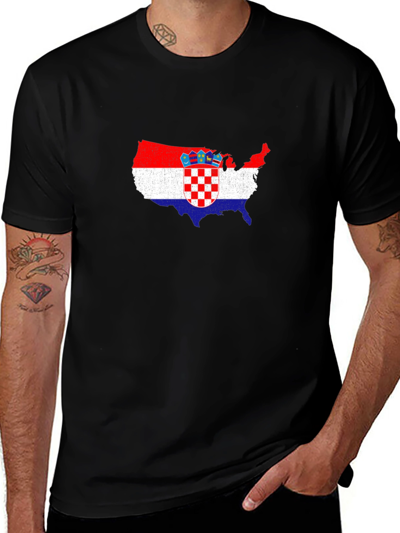 Croatian Pride USA Map T-Shirt