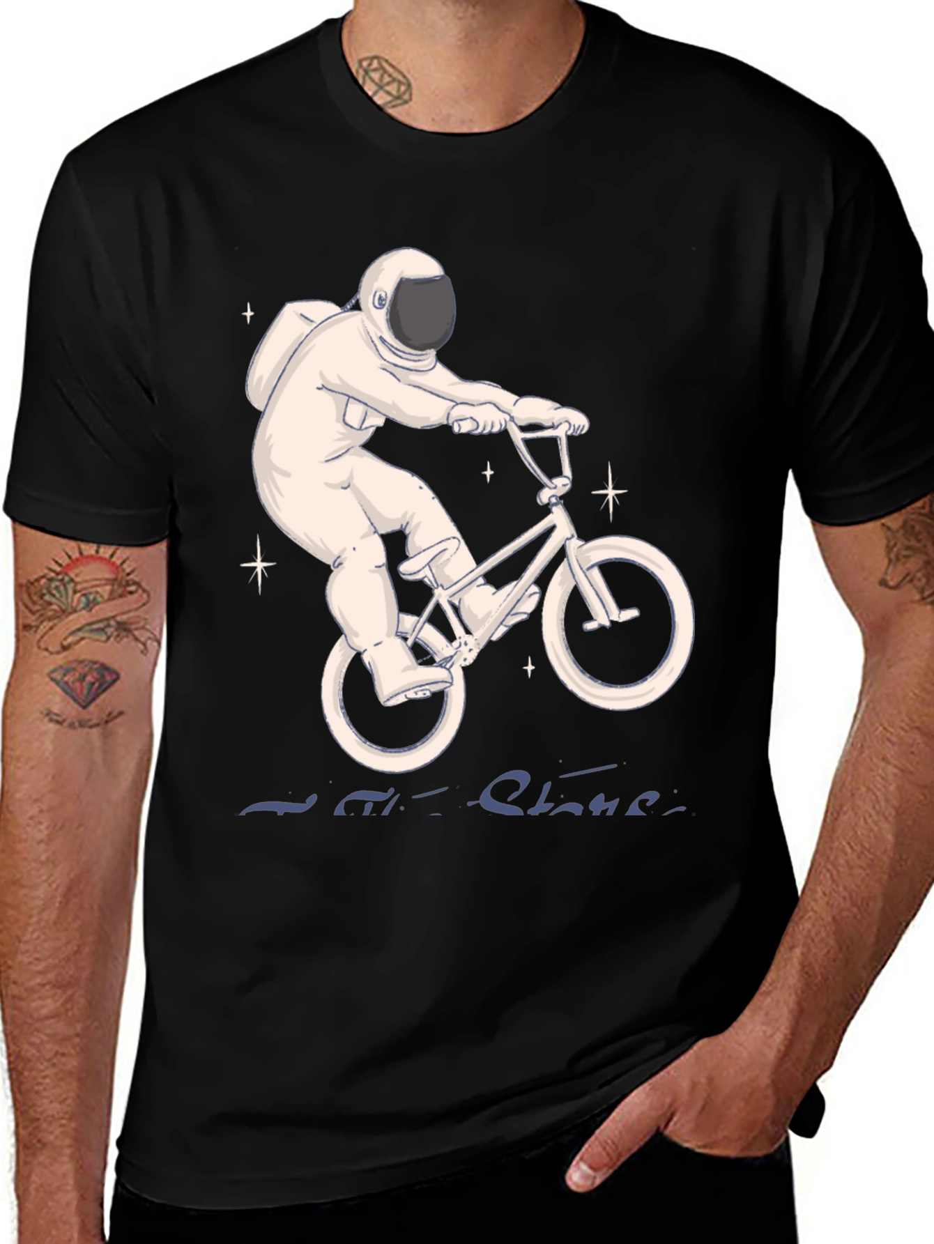 Variant 5 of Astronaut on Bike T-Shirt - Ride the Stars
