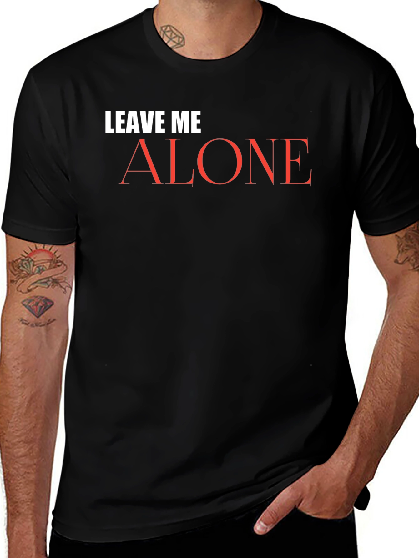 Variant 28 of Leave Me Alone Graphic Tee - Black Cotton T-Shirt