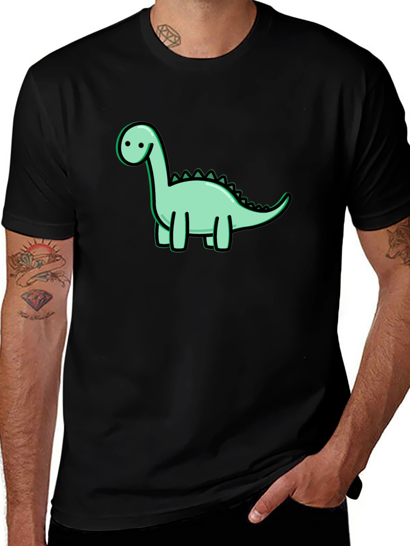 Variant 20 of Cute Dinosaur Graphic Black T-Shirt
