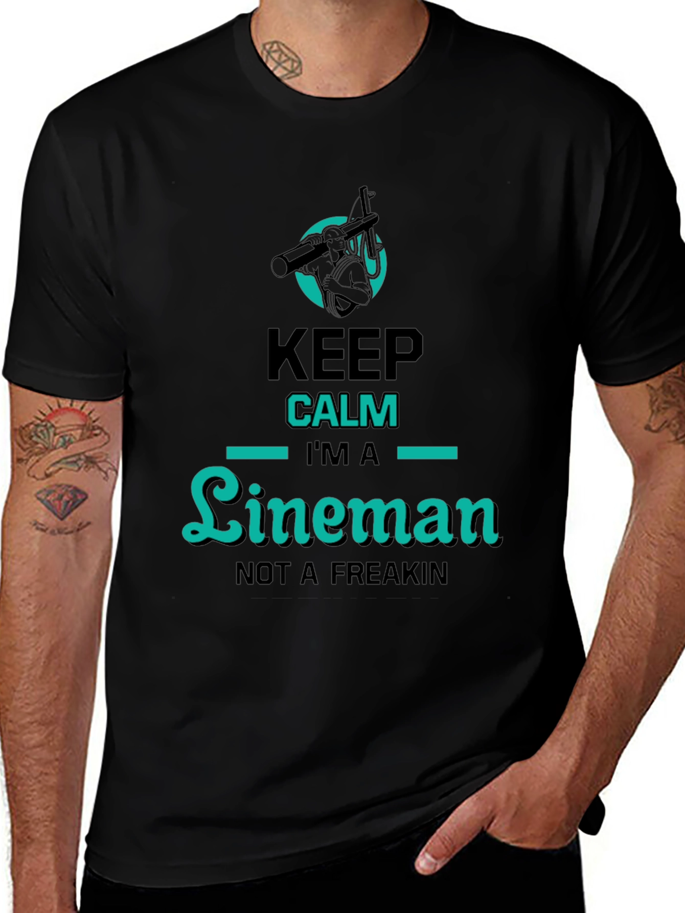 Variant 15 of Keep Calm Lineman T-Shirt - Humorous Graphic Tee