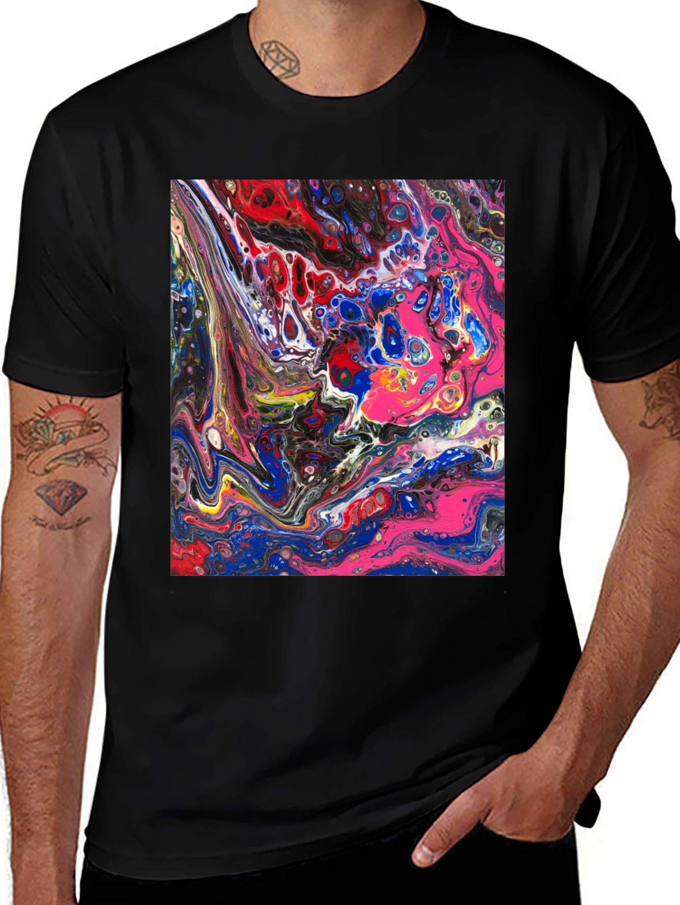 Variant 7 of Abstract Art Graphic Print Black T-Shirt