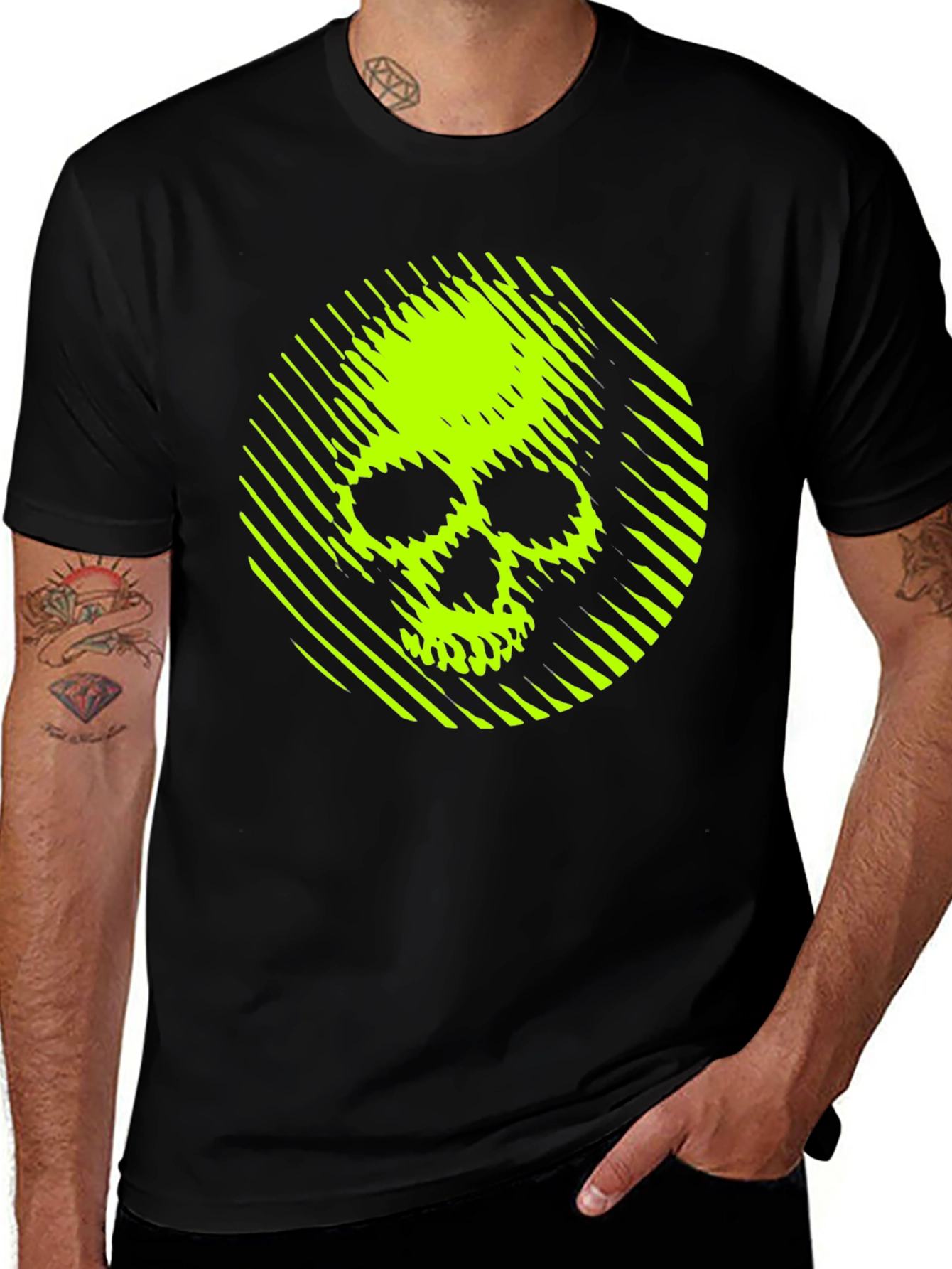 Variant 21 of Skull Graphic Tee - Men's Black T-Shirt