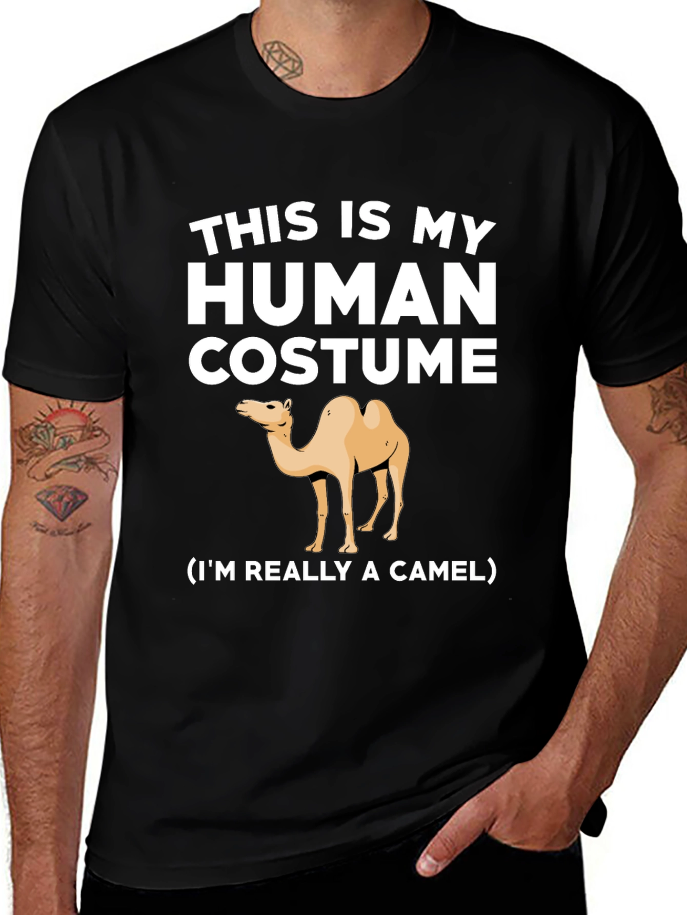 Black Human Costume Camel T-Shirt - Funny Animal Tee main image