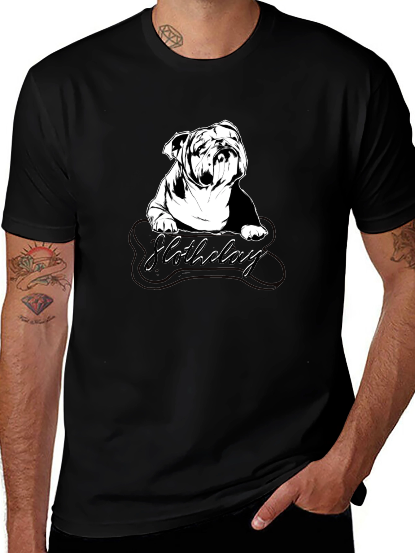 Variant 20 of Bulldog Slothdolay Graphic Black T-Shirt