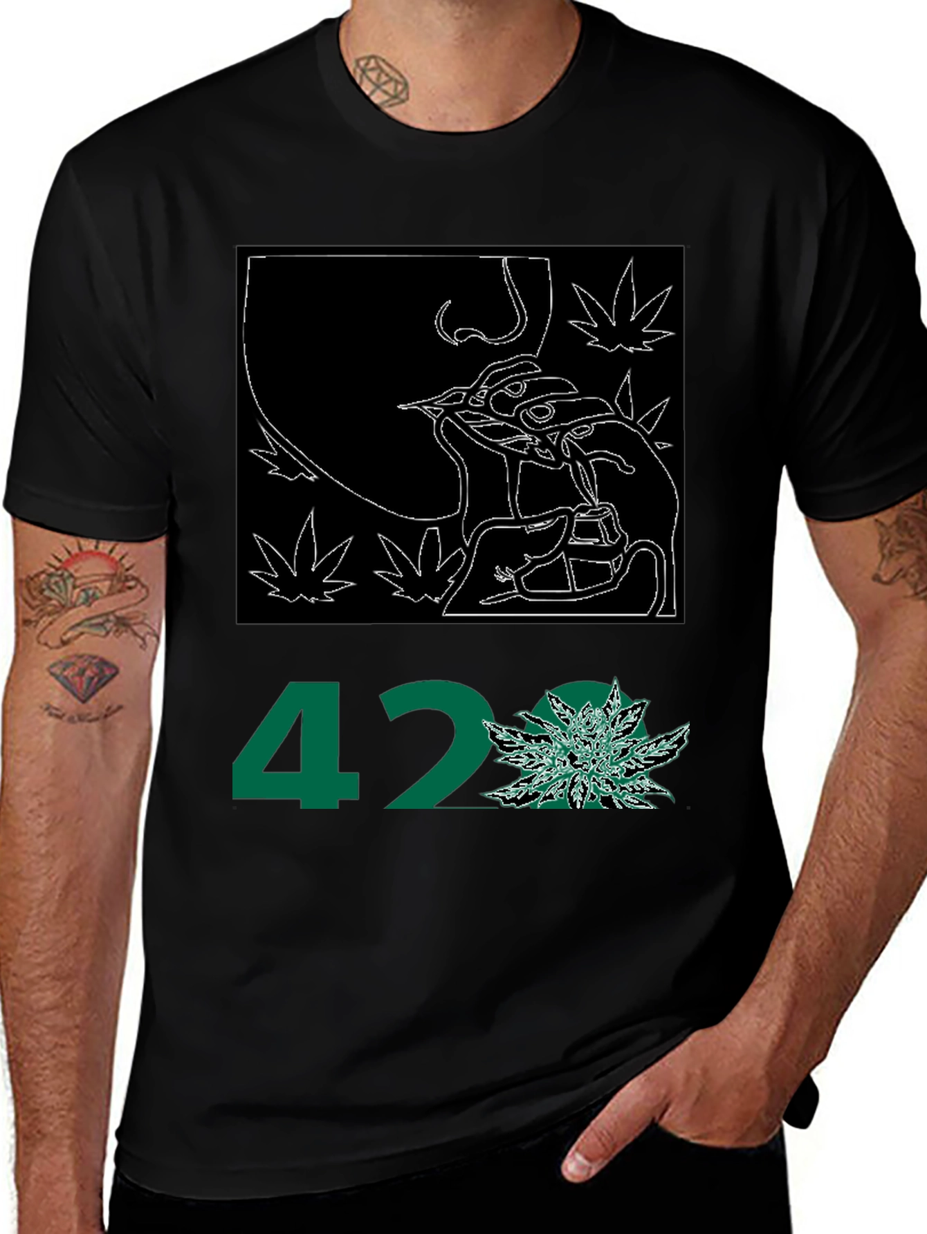 Black 420 Graphic Print Tee - Black main image