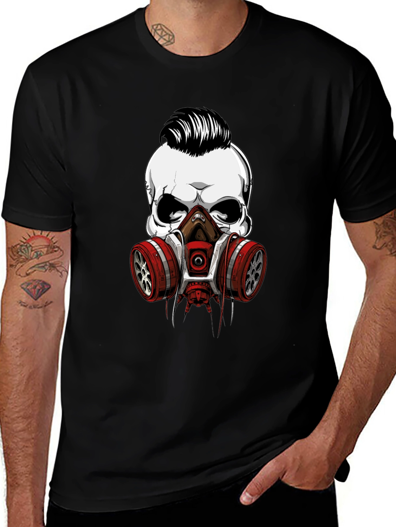 Variant 19 of Skull Gas Mask Graphic T-Shirt - Edgy Style