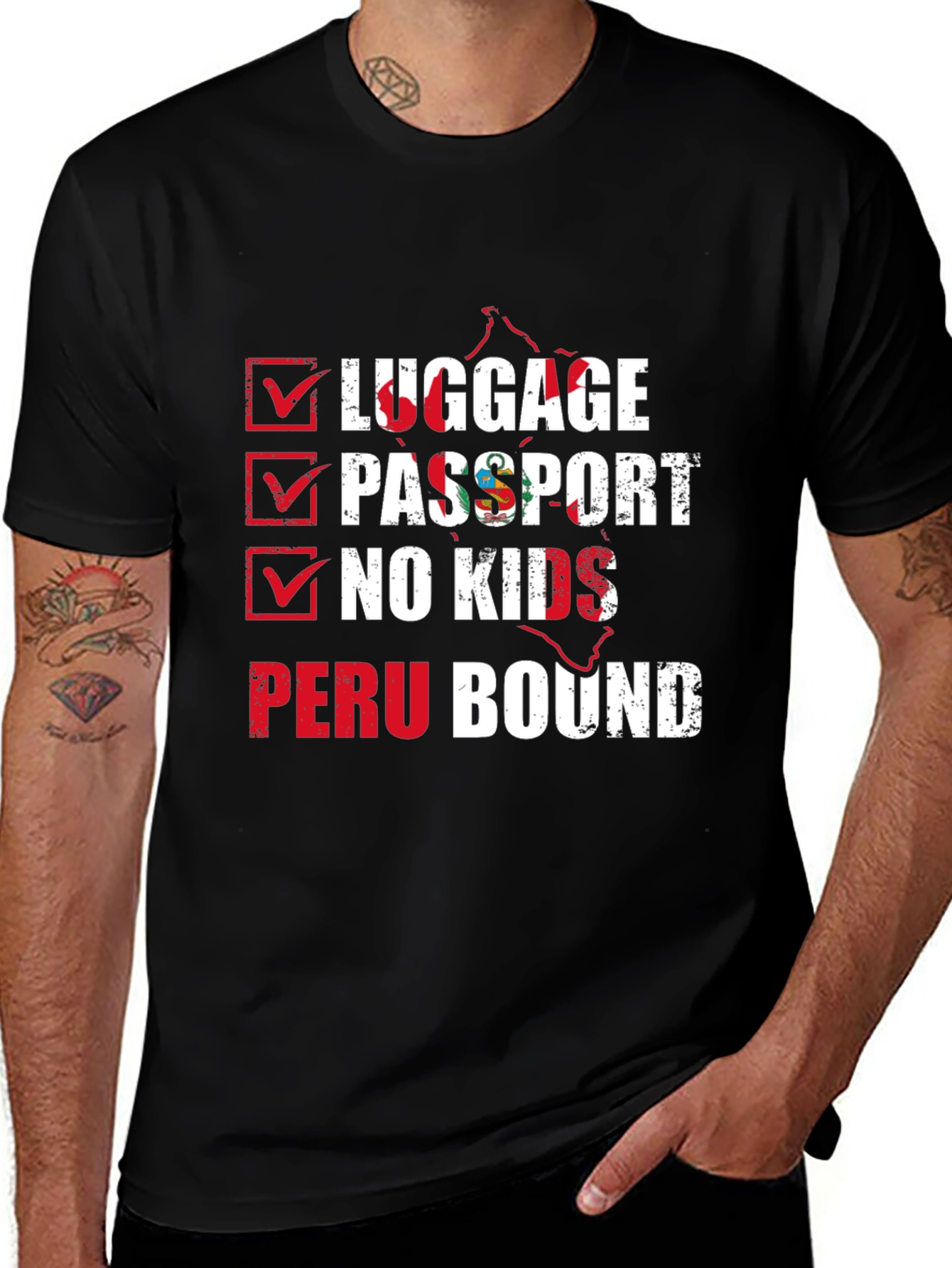 Peru Bound Checklist Graphic T-Shirt