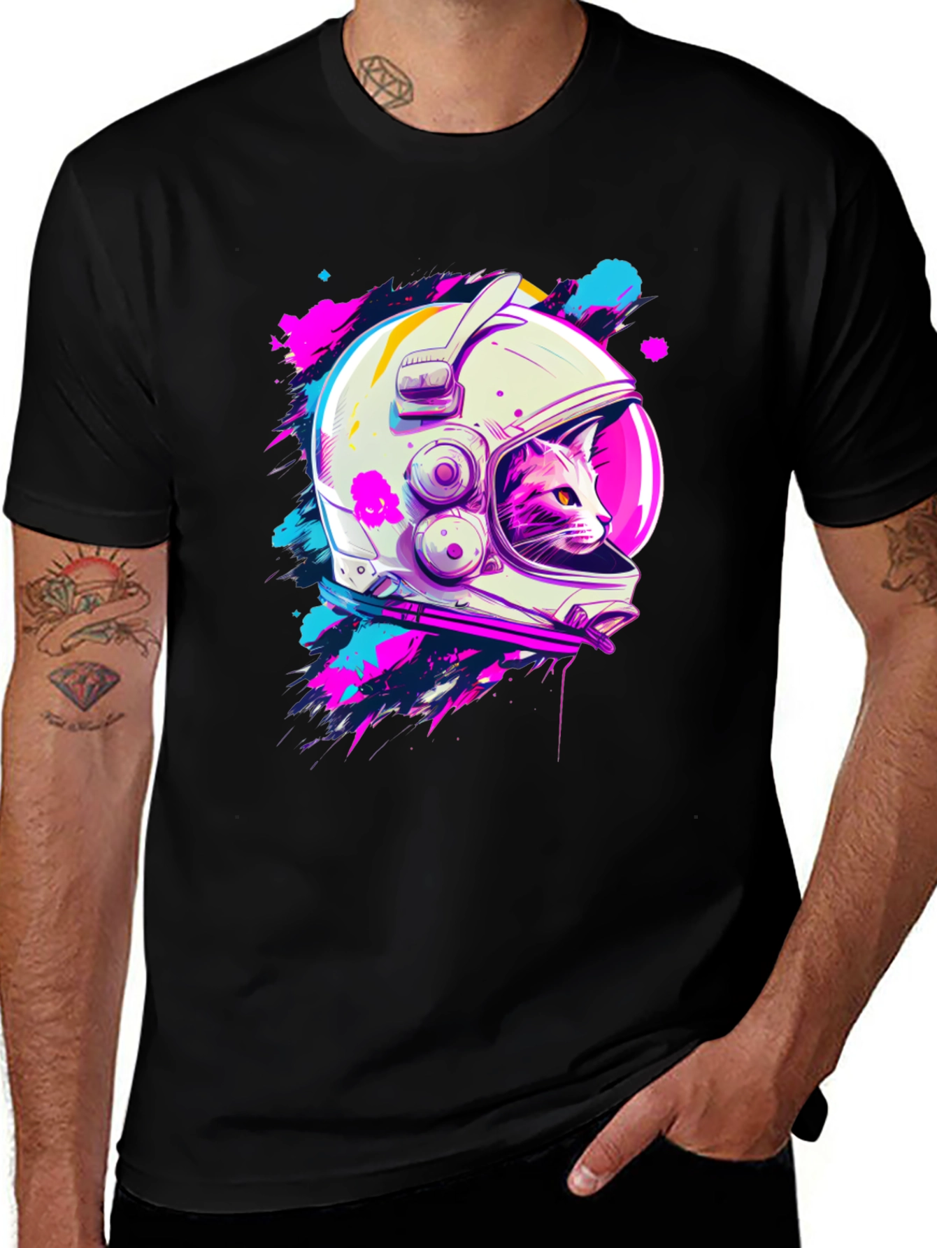 Variant 28 of Astronaut Cat Graphic T-Shirt - Space Kitty Tee