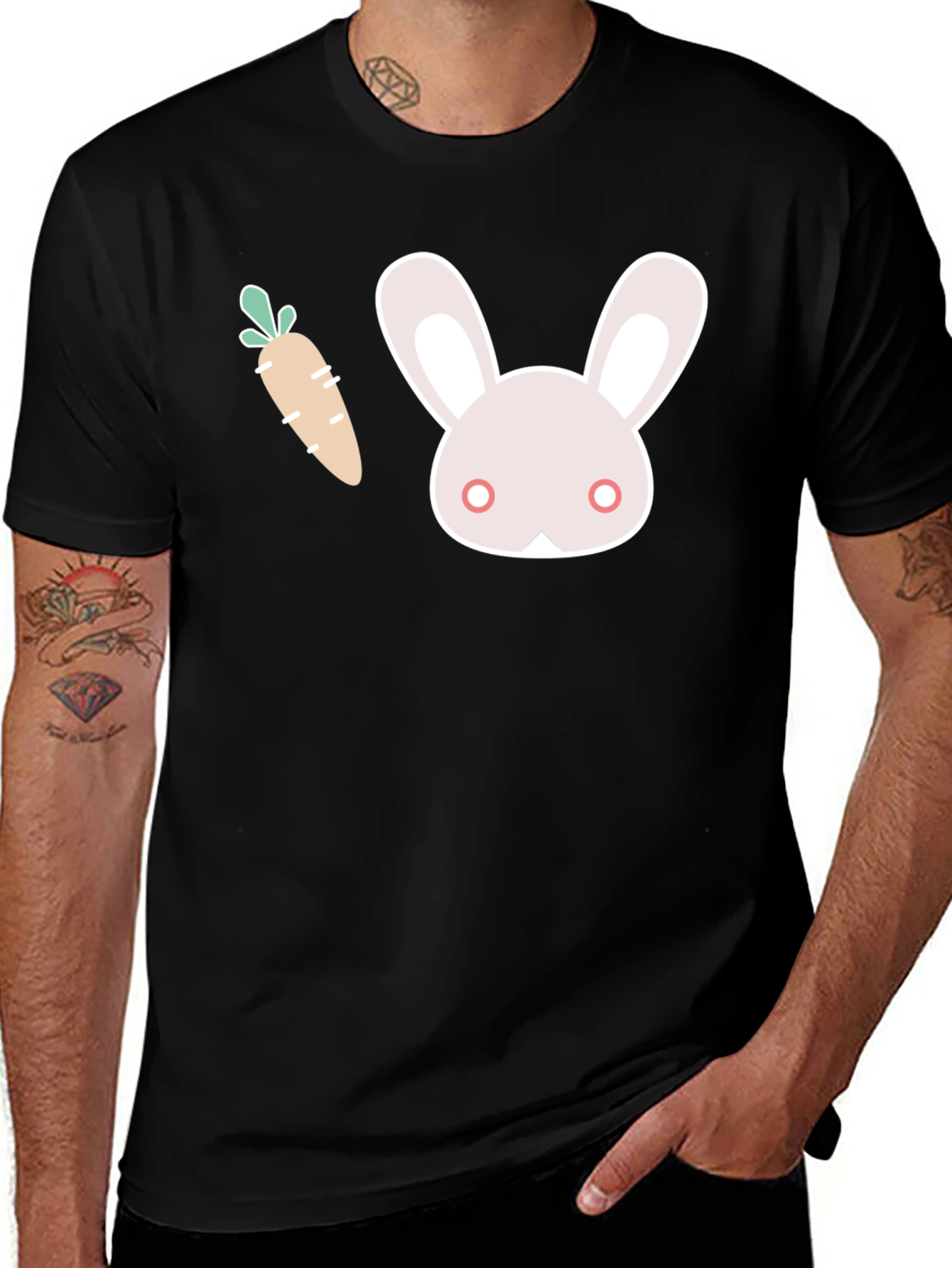 Variant 28 of Bunny & Carrot Graphic Black T-Shirt