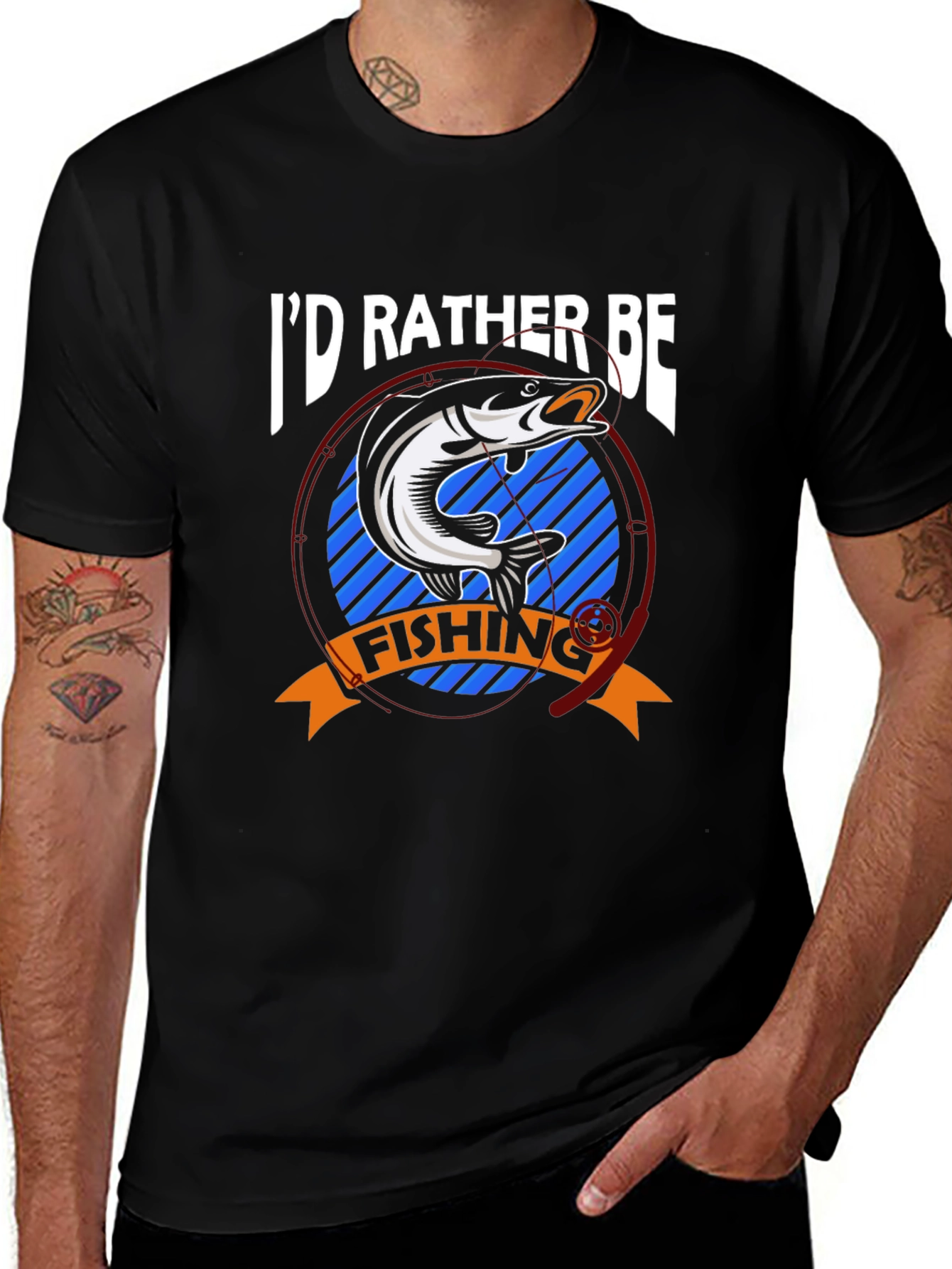 Variant 21 of I'd Rather Be Fishing T-Shirt - Bass Graphic Tee