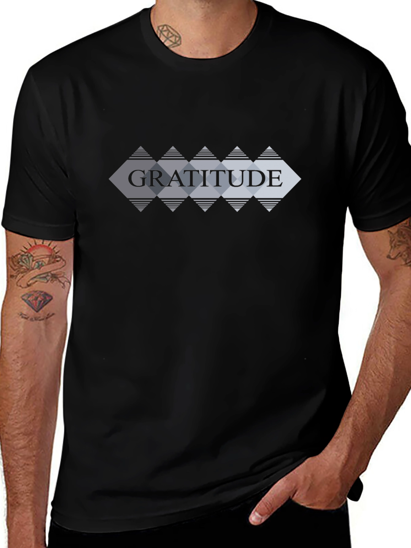 Variant 4 of Gratitude Graphic T-Shirt - Men's Black Tee