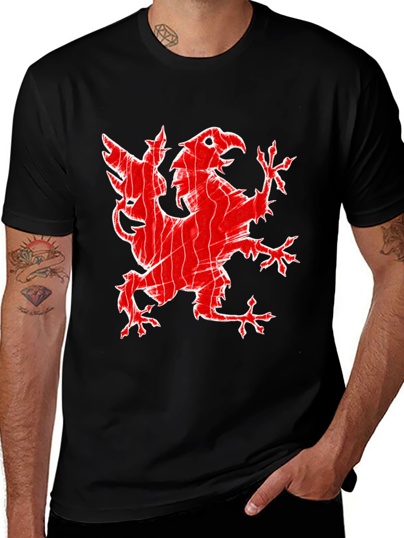 Variant 24 of Red Griffin Graphic Print Black T-Shirt