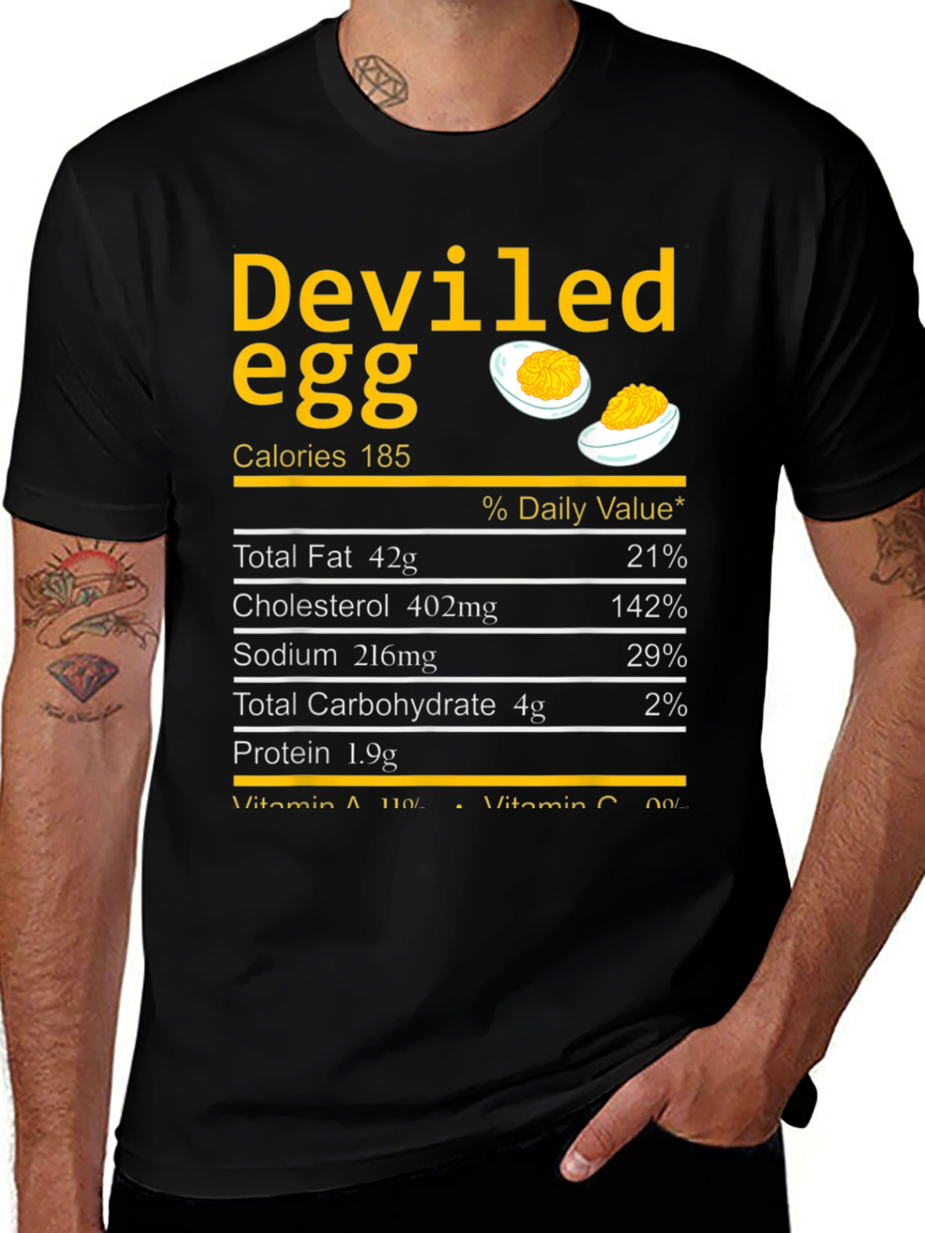 Variant 11 of Deviled Egg Nutrition Facts T-Shirt - Funny Foodie Tee