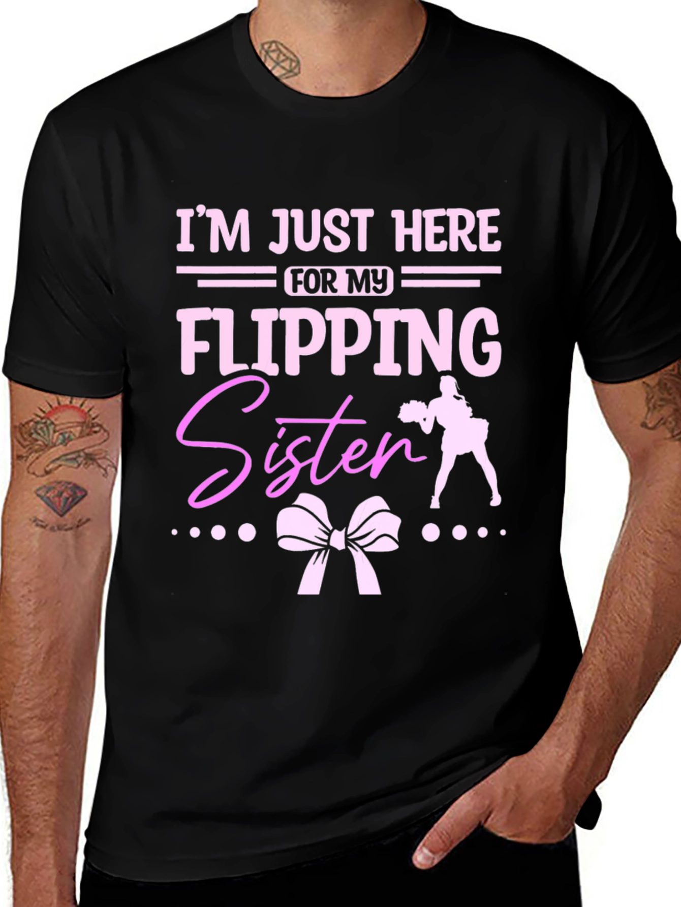 Black Flipping Sister Cheerleading T-Shirt main image