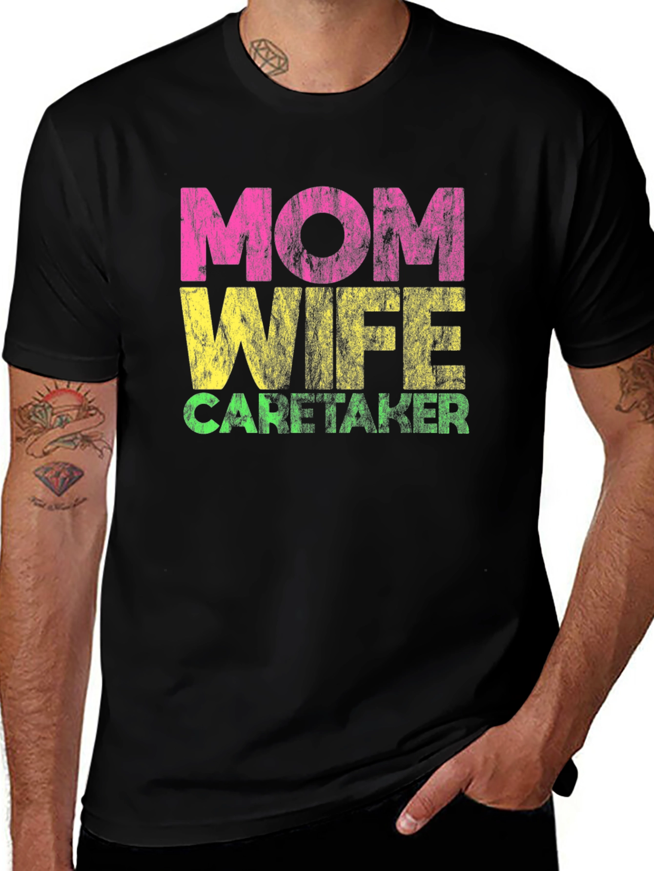 Variant 9 of Mom Wife Caretaker Graphic Tee - Black