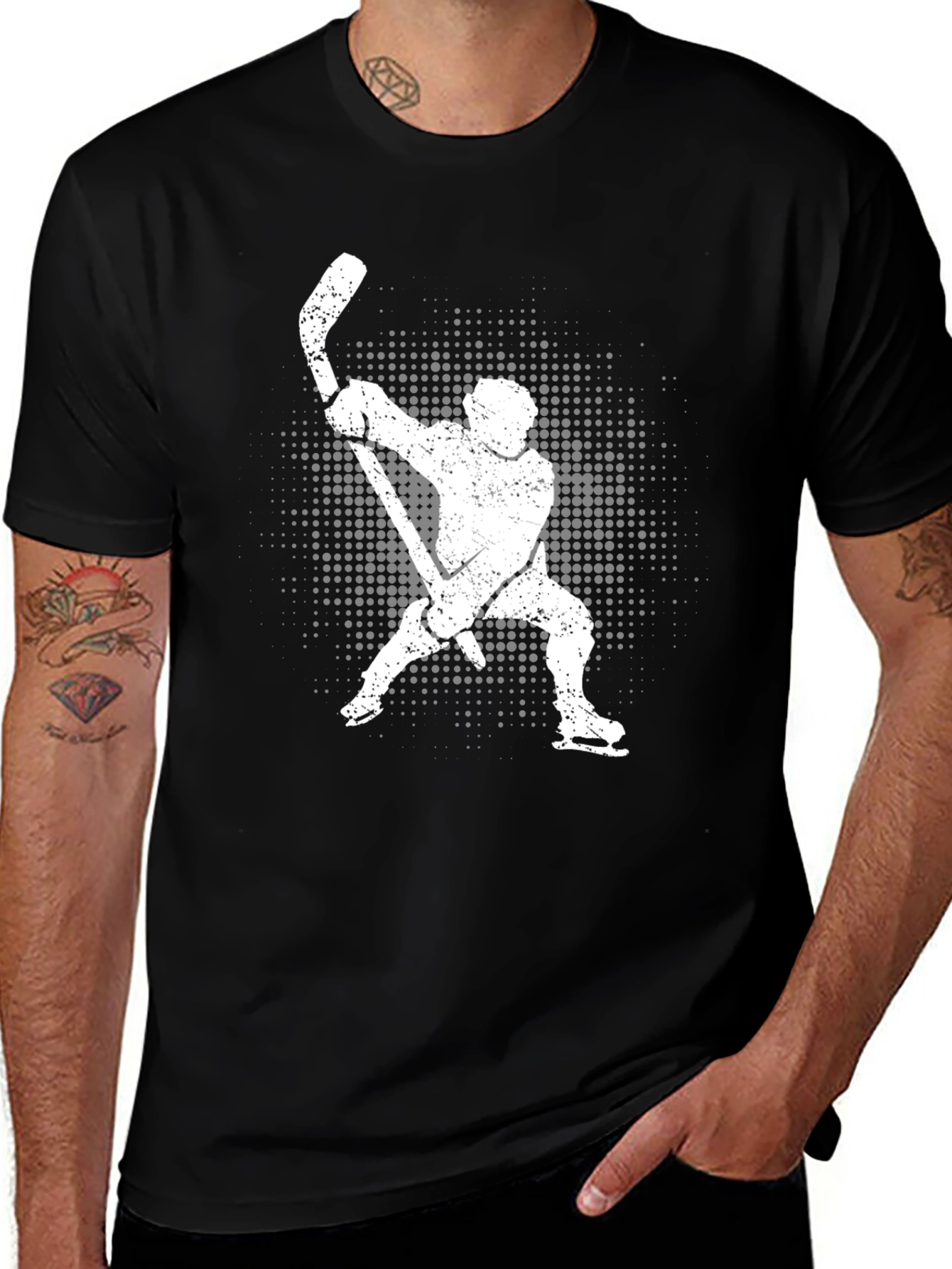 Variant 11 of Hockey Player Graphic T-Shirt - Black