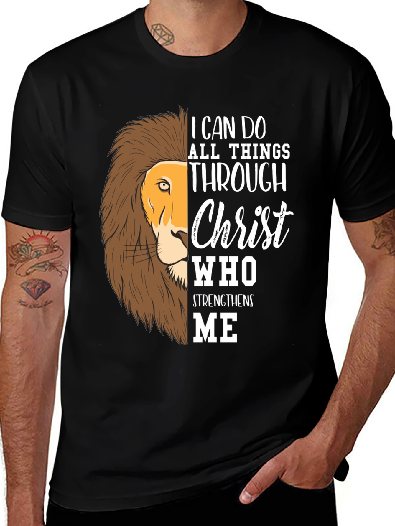 Lion Christ Graphic T-Shirt - Strength and Faith