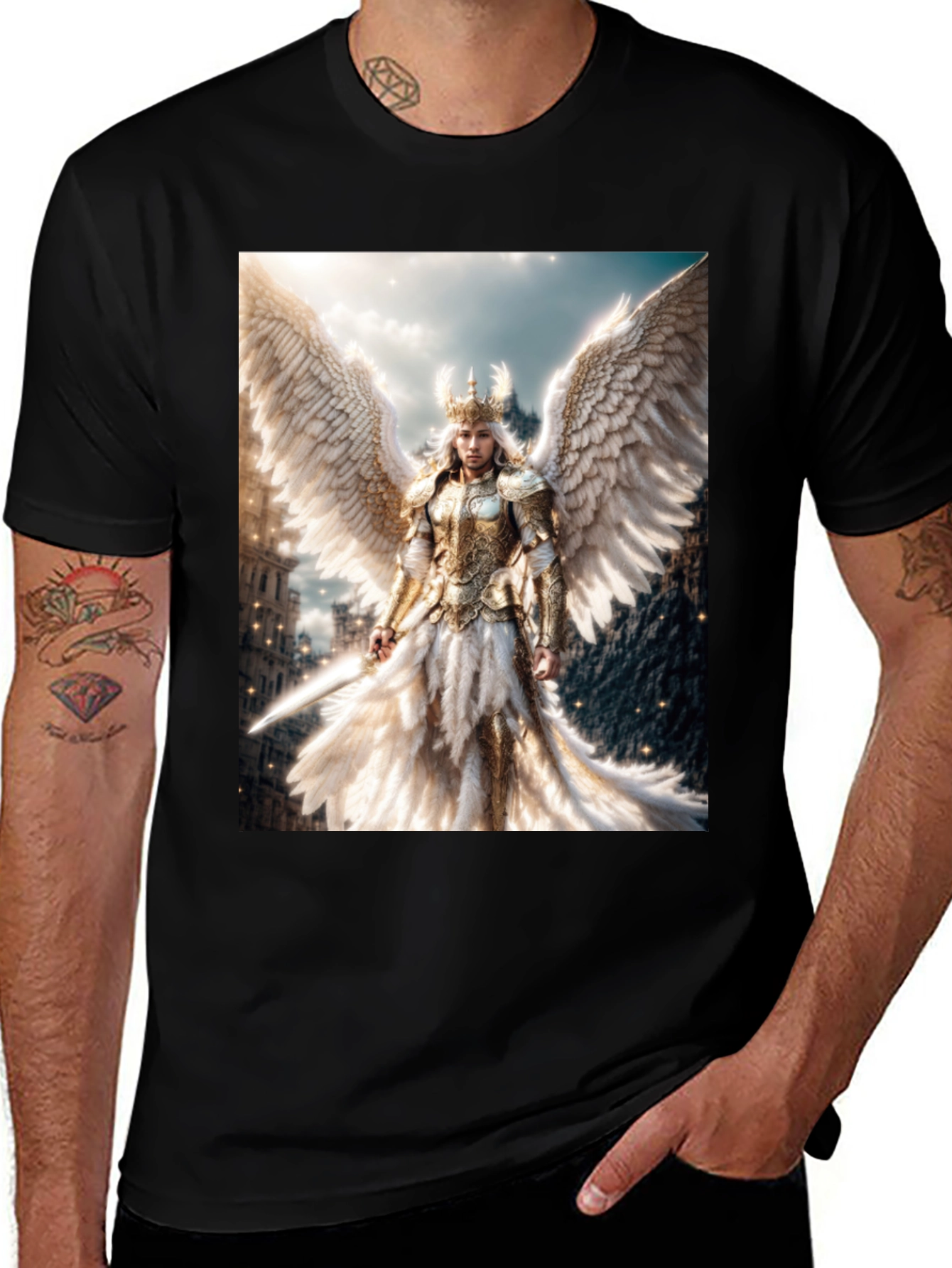 Variant 25 of Angel Warrior T-Shirt - Fantasy Design