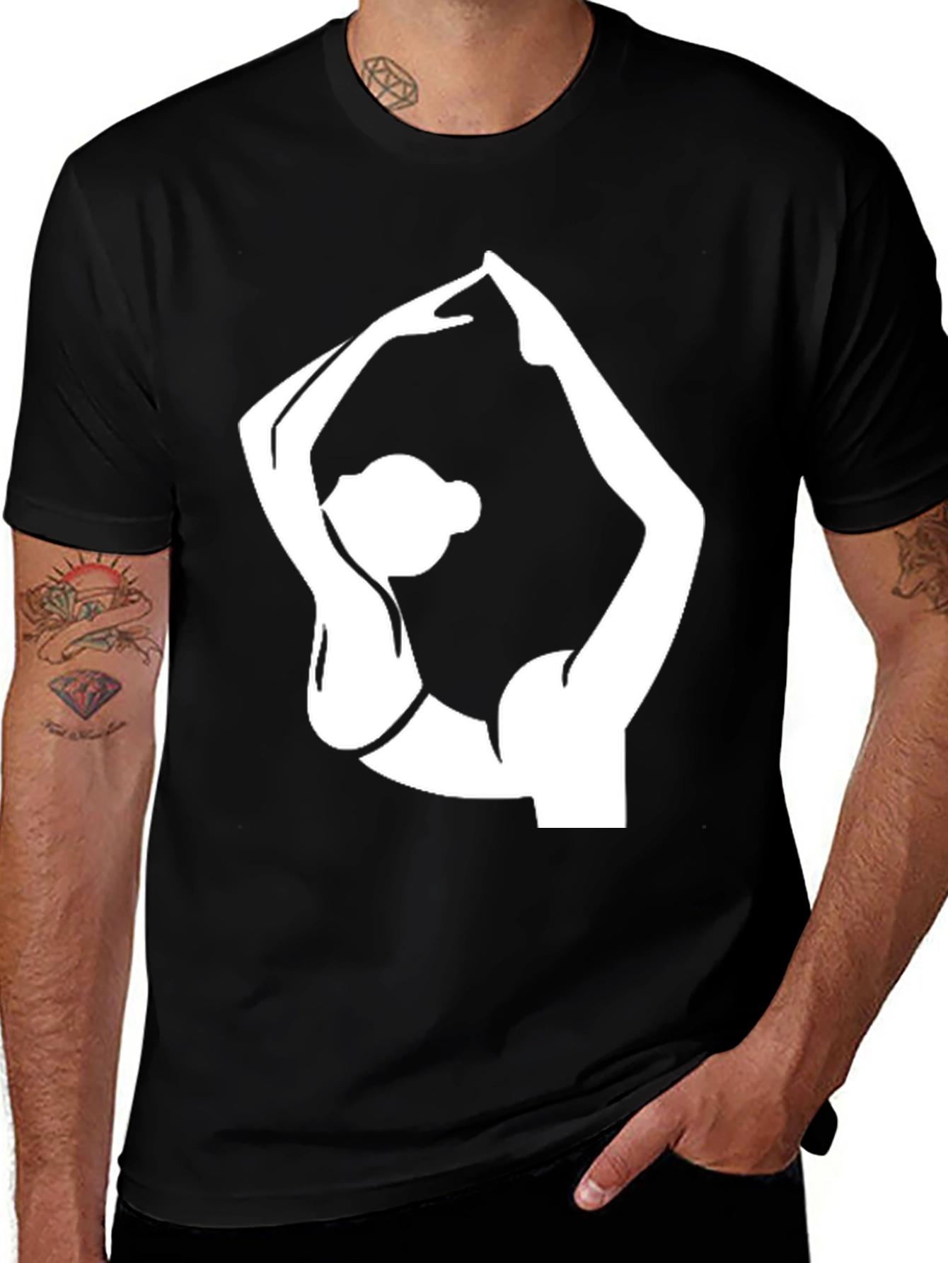 Variant 30 of Yoga Pose Graphic Black T-Shirt