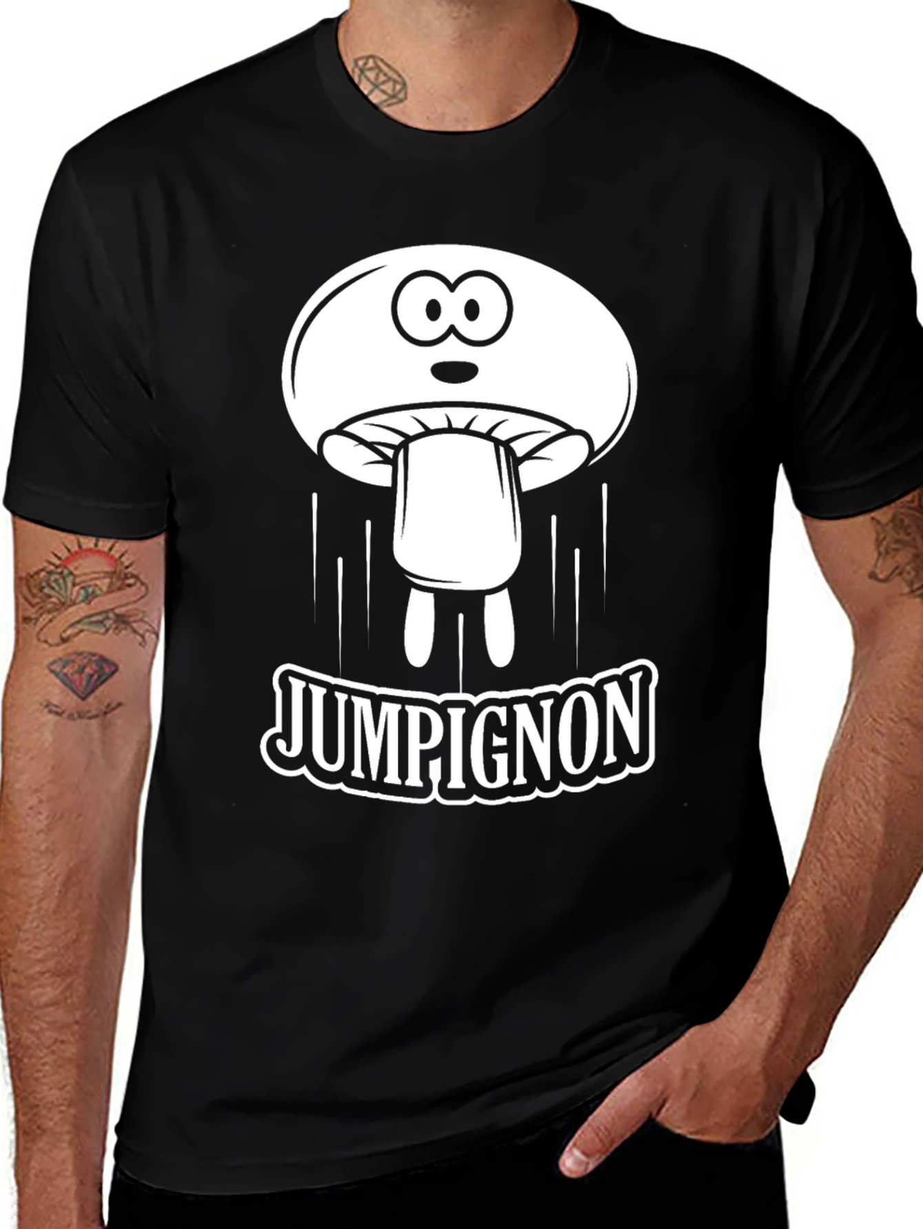 Variant 12 of JUMPiGNON Cartoon Mushroom Black T-Shirt