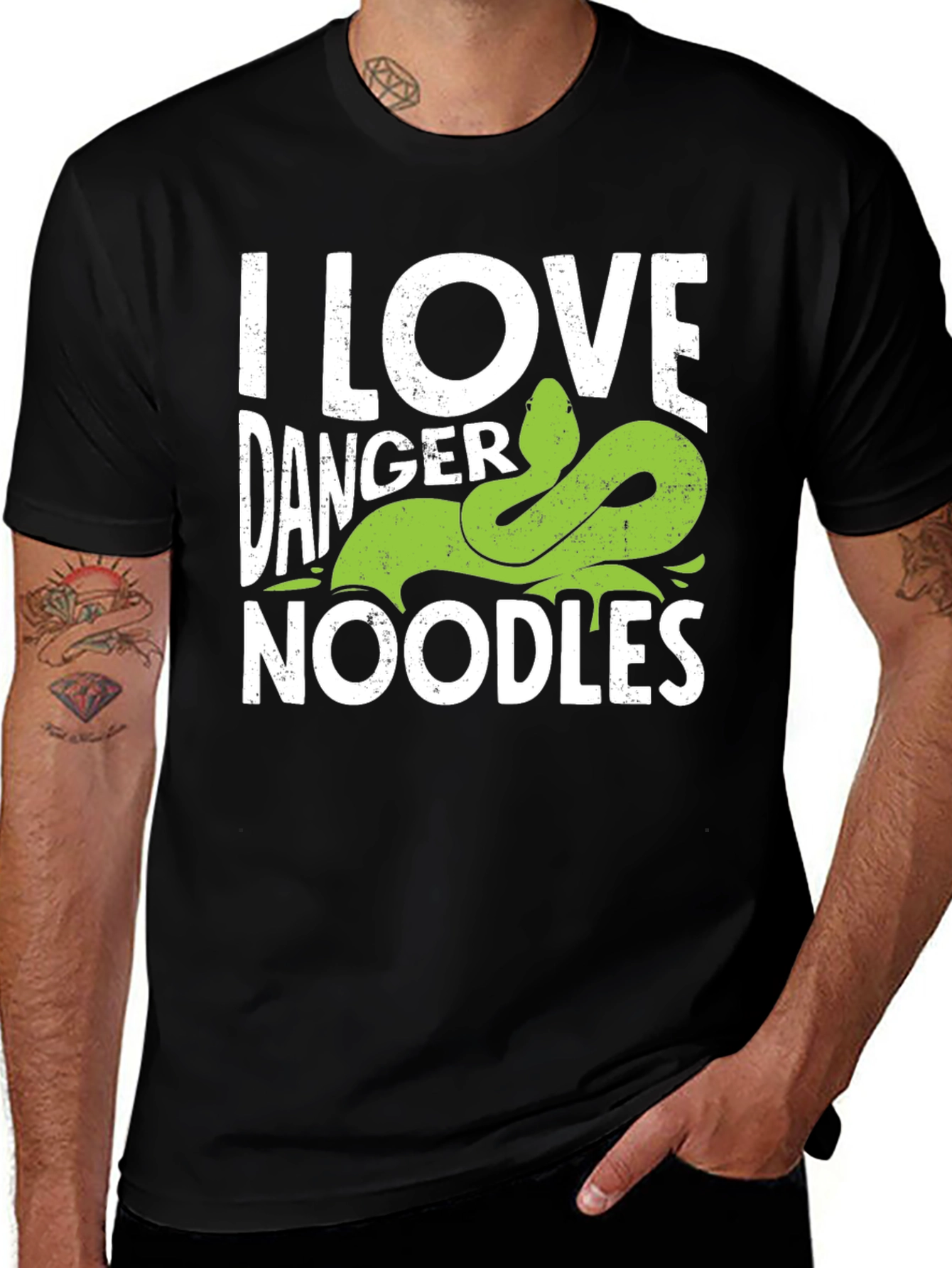 Variant 18 of I Love Danger Noodles Snake Graphic T-Shirt
