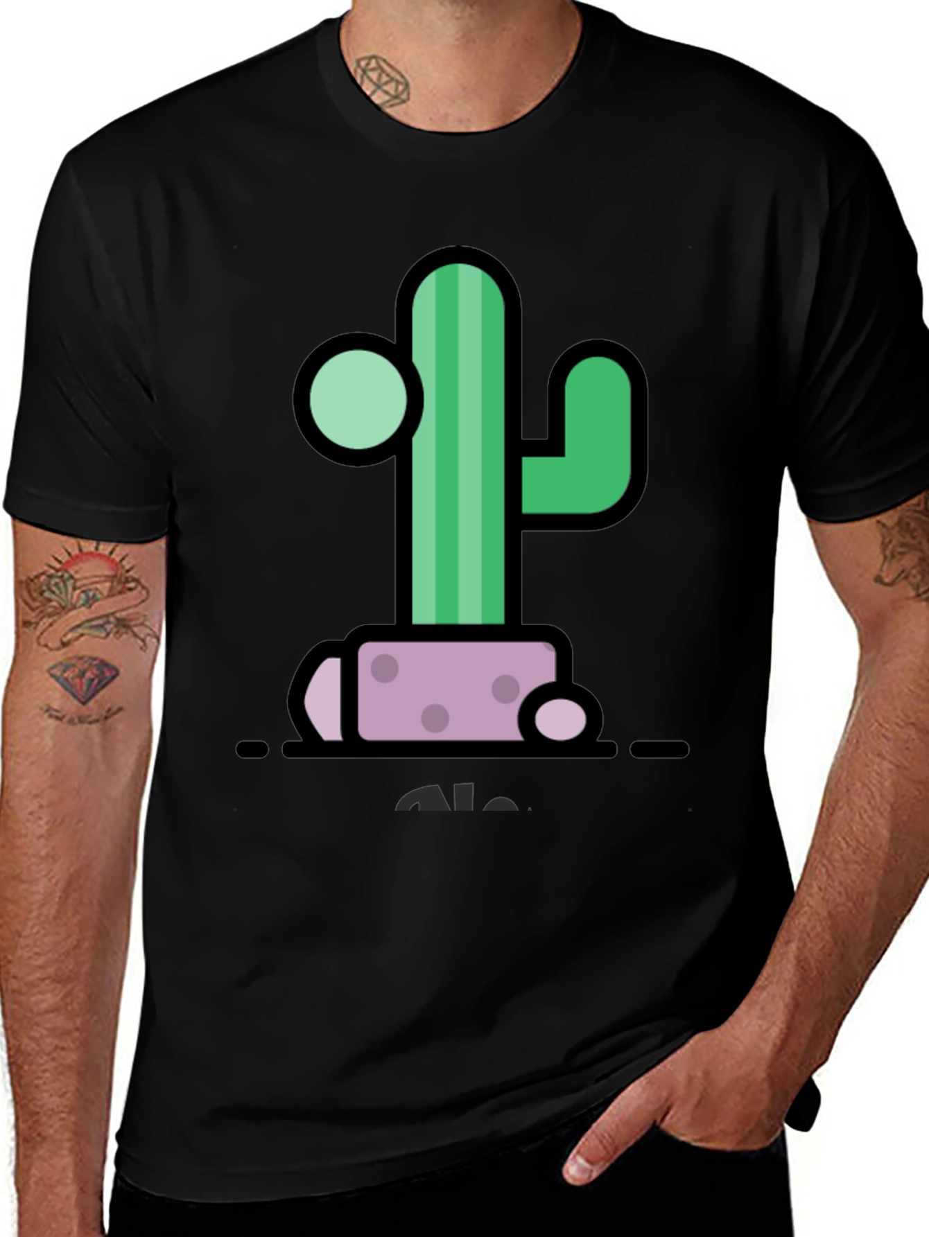 Variant 2 of Cactus Graphic Tee - Black Cotton T-Shirt