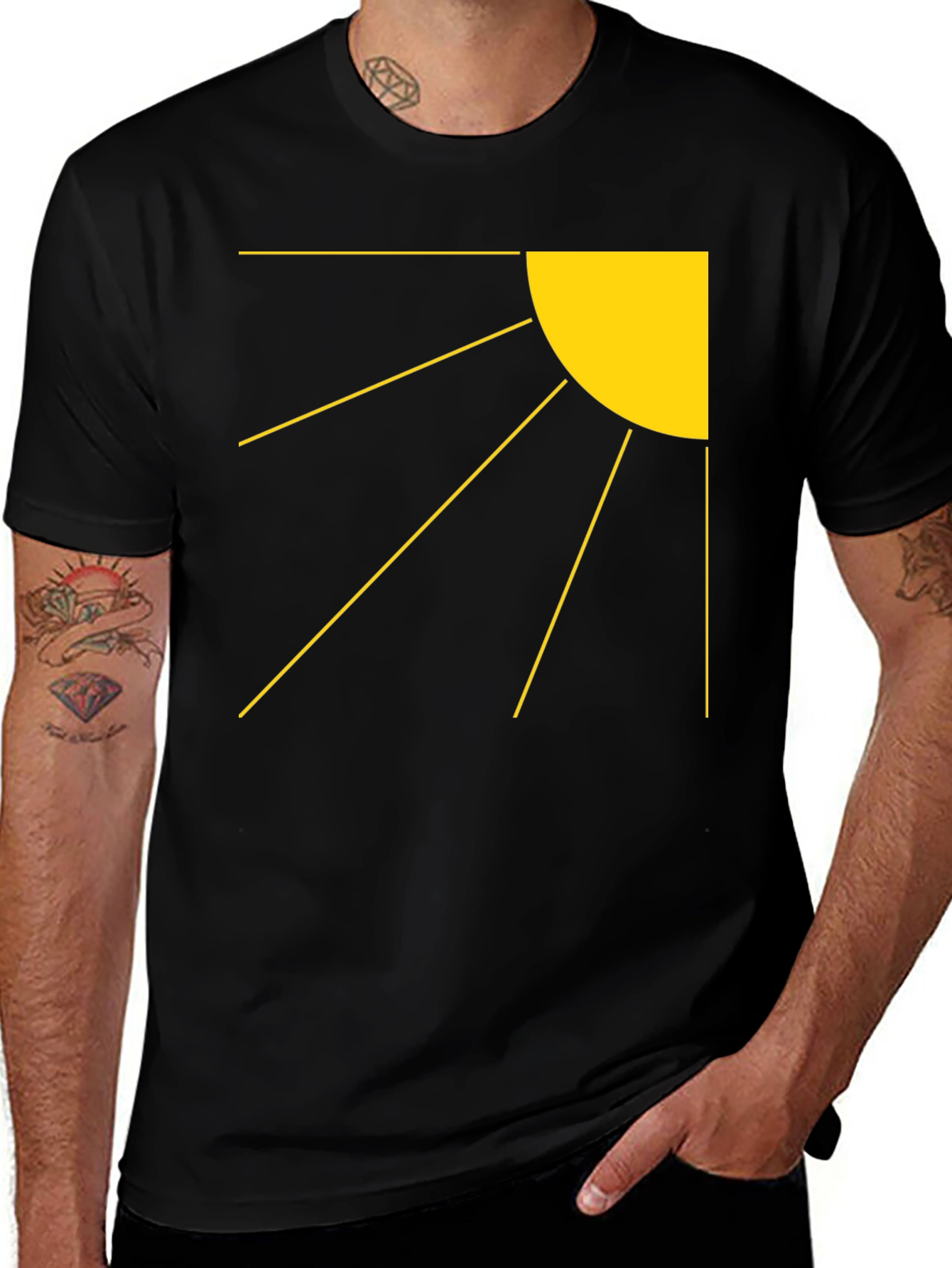 Variant 20 of Rising Sun Graphic Tee - Black Cotton Blend