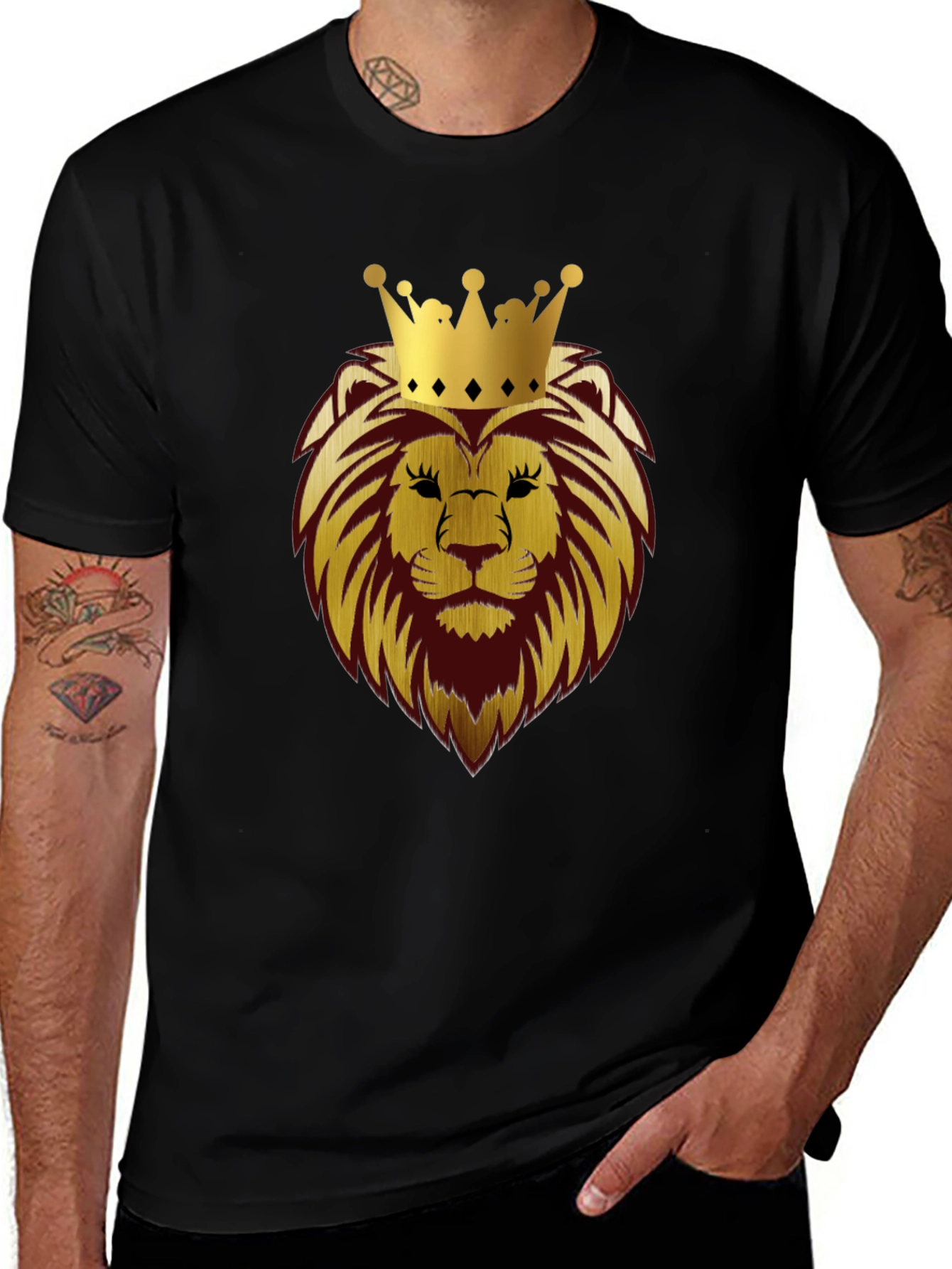 Variant 28 of King Lion Graphic T-Shirt - Gold & Burgundy