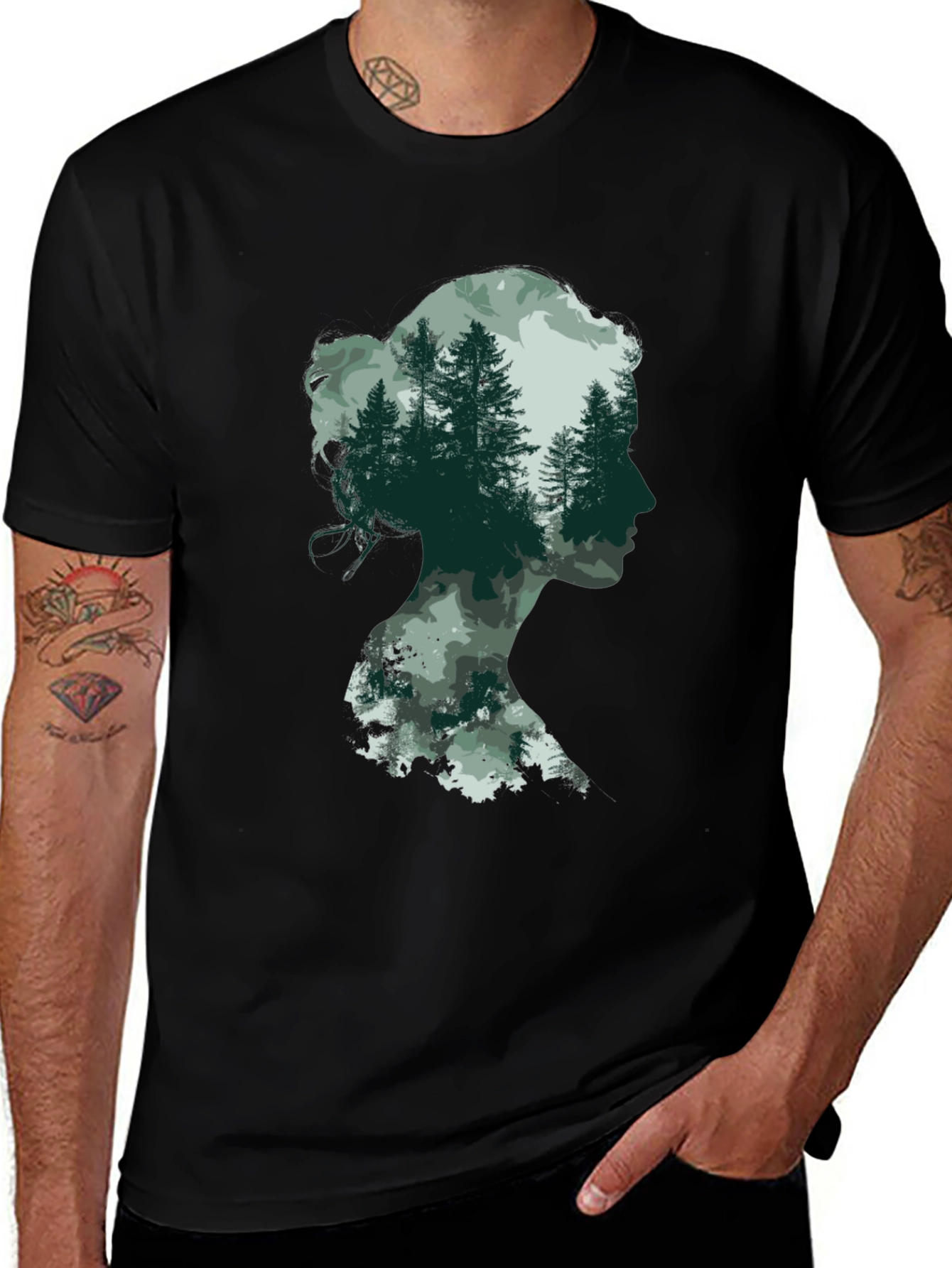 Variant 17 of Silhouette Forest T-Shirt - Nature Lover Tee