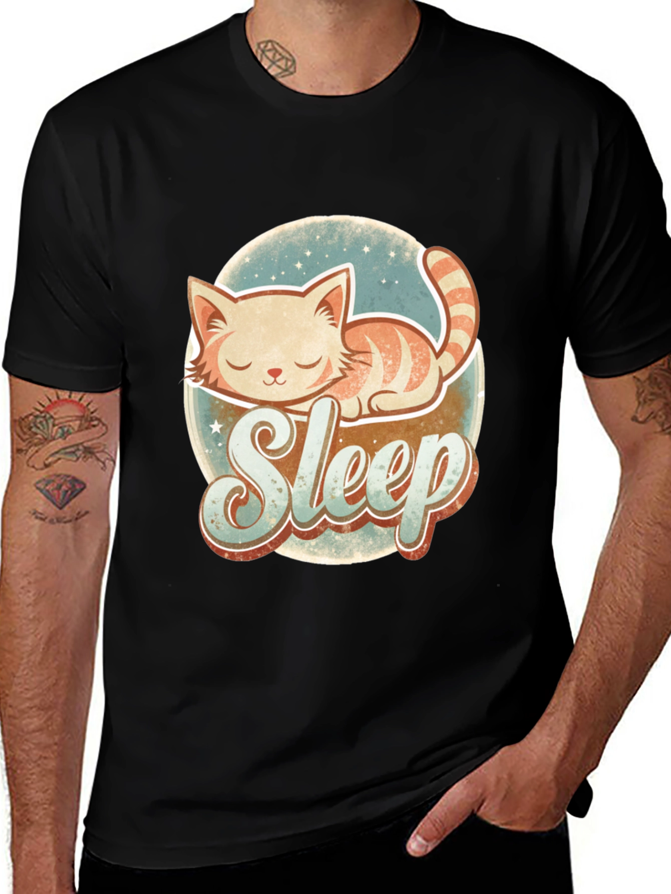 Variant 10 of Sleepy Cat Graphic T-Shirt - Relaxed Fit
