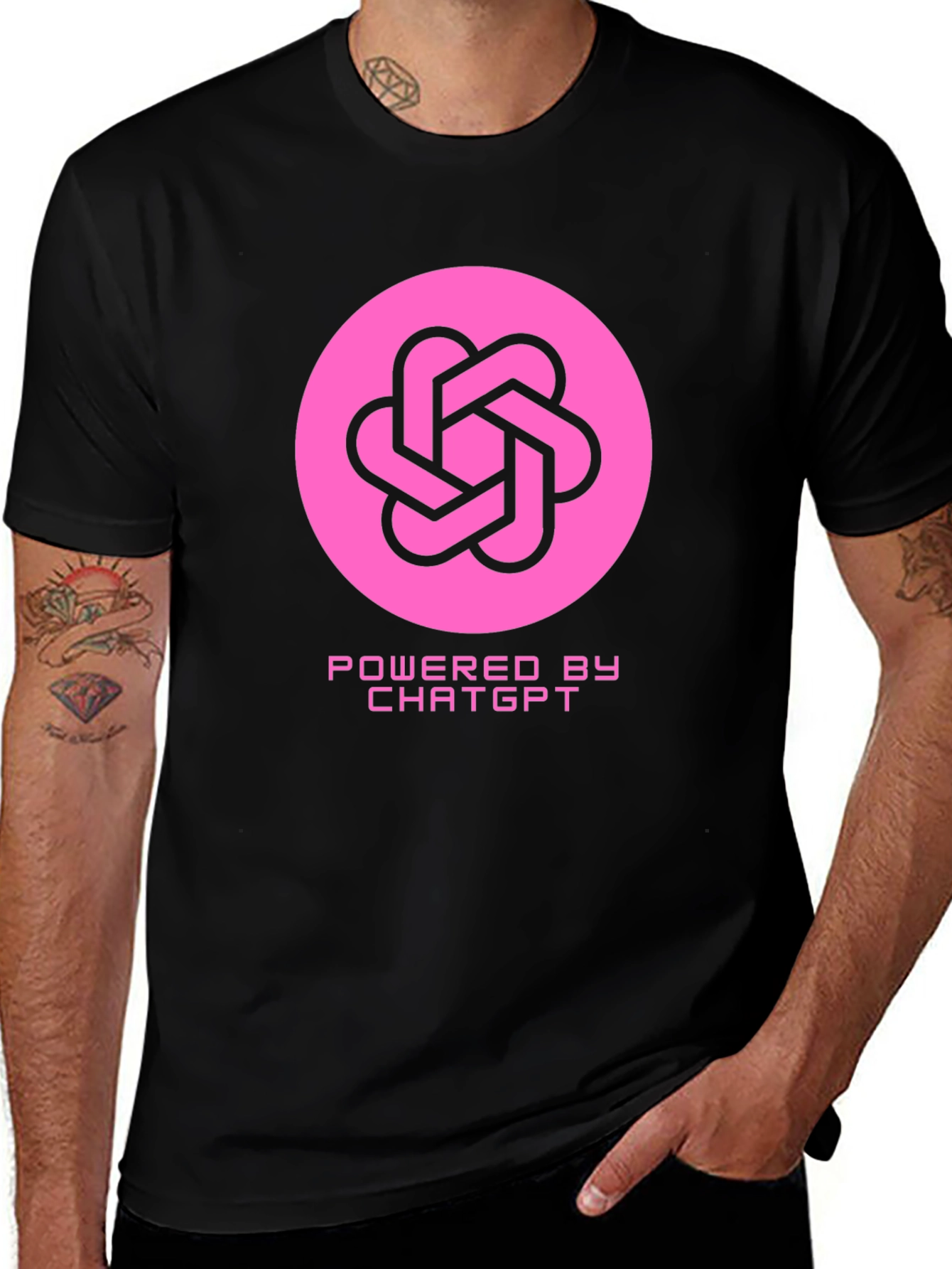 Powered by ChatGPT T-Shirt - Black Cotton
