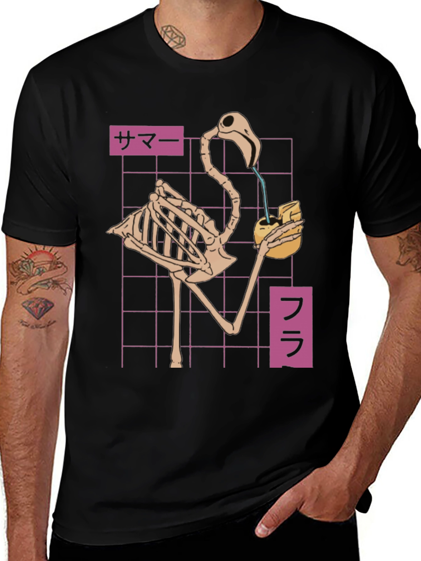 Variant 13 of Flamingo Skeleton T-Shirt - Summer Vibes