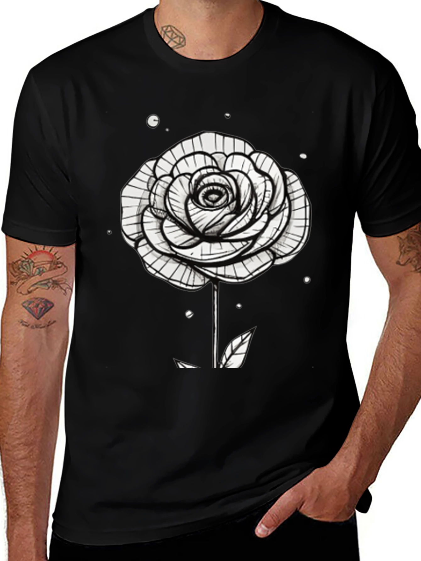 Variant 26 of Rose Graphic Black T-Shirt